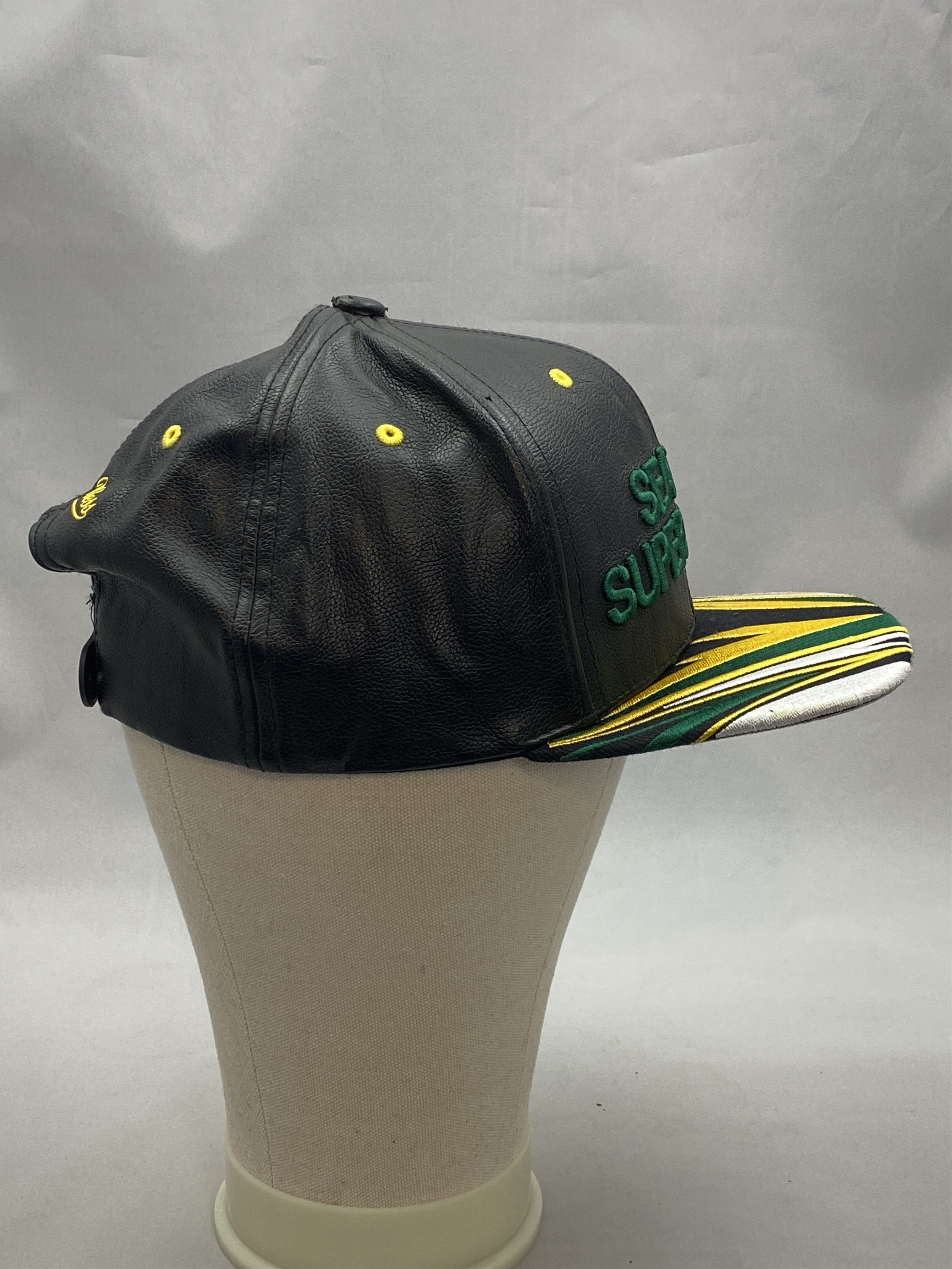Mitchell & Ness × NBA SEATTLE SUPERSONICS Hat Snapback Logo Flat Brim Faux Leather Size ONE SIZE - 2 Thumbnail