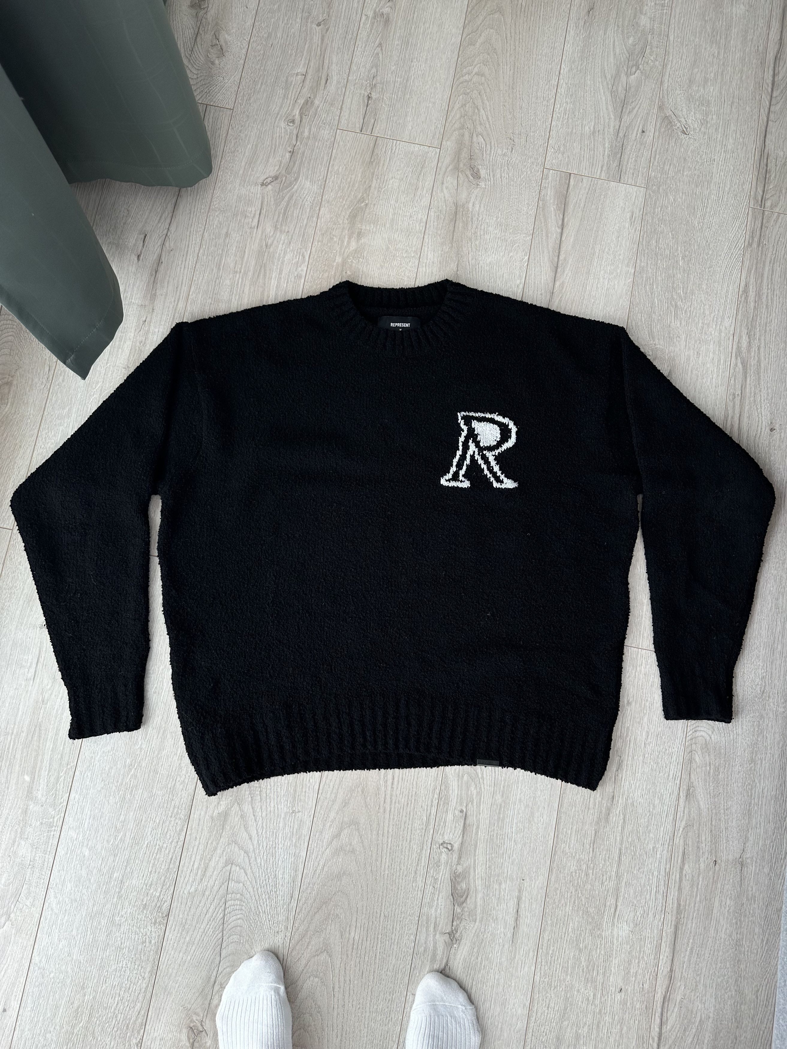 image of Represent Clo Initial Boucle Sweater in Black, Men's (Size Medium)