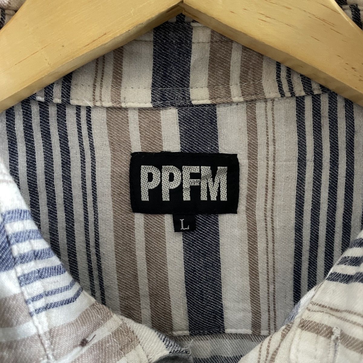 If Six Was Nine × Le Grande Bleu (L.G.B.) × PPFM PPFM Eastern Rock double collar stripes shirt Size US L / EU 52-54 / 3 - 8 Thumbnail