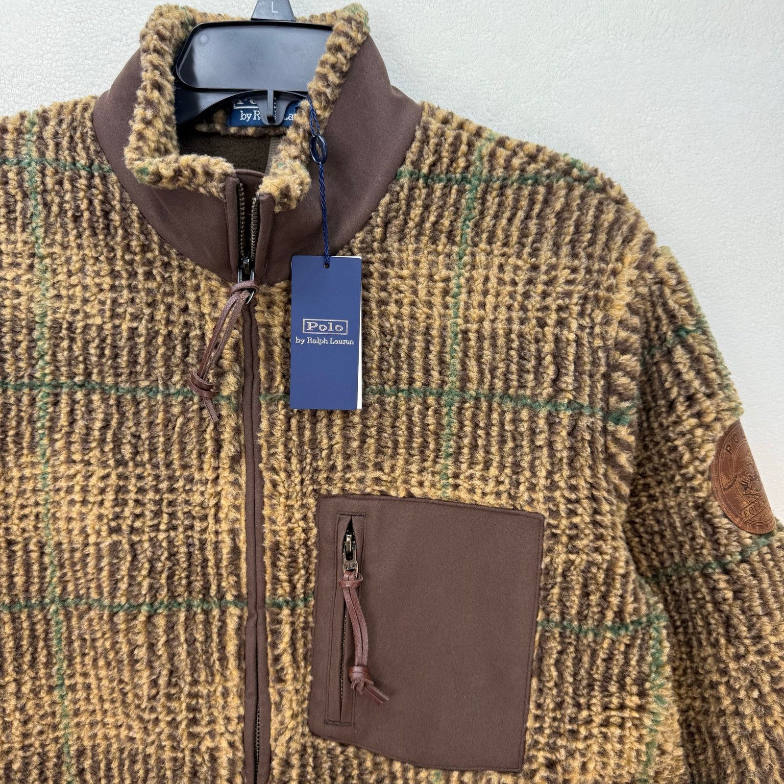 Polo Ralph Lauren POLO RALPH LAUREN MEN'S MEDIUM BROWN GLEN PLAID PILE FLEECE Size US M / EU 48-50 / 2 - 2 Thumbnail