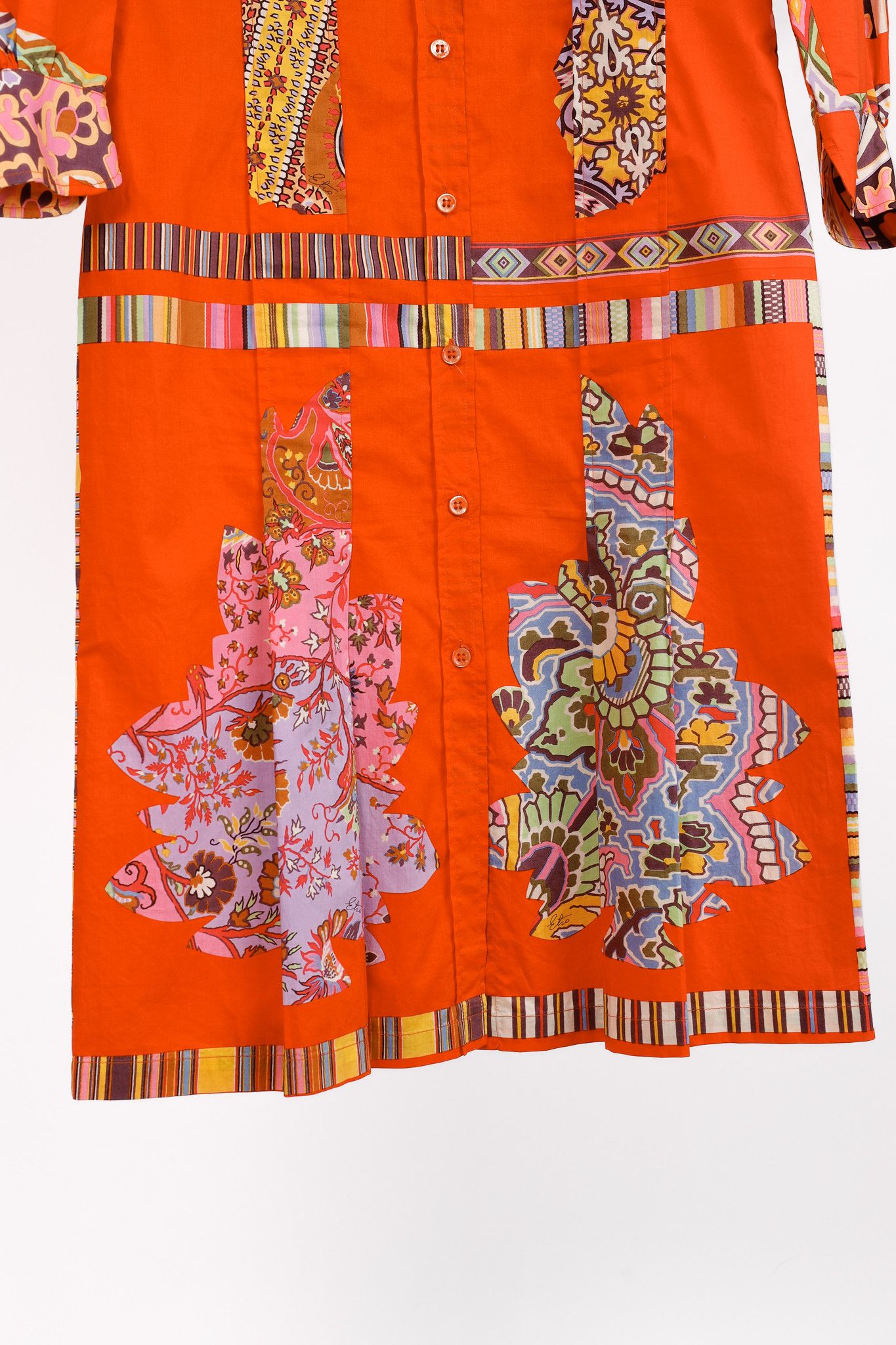 Etro Etro Vintage Orange Printed Cotton Shirt Dress Size M / US 6-8 / IT 42-44 - 7 Thumbnail