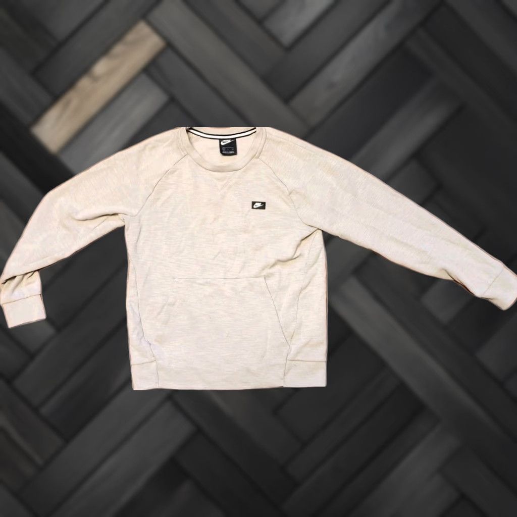 Nike NIKE Adult S Sweatshirt Logo Crewneck Kangaroo Pocket Beige Regular Knit Cotton Polyester Size US S / EU 44-46 / 1 - 1 Thumbnail