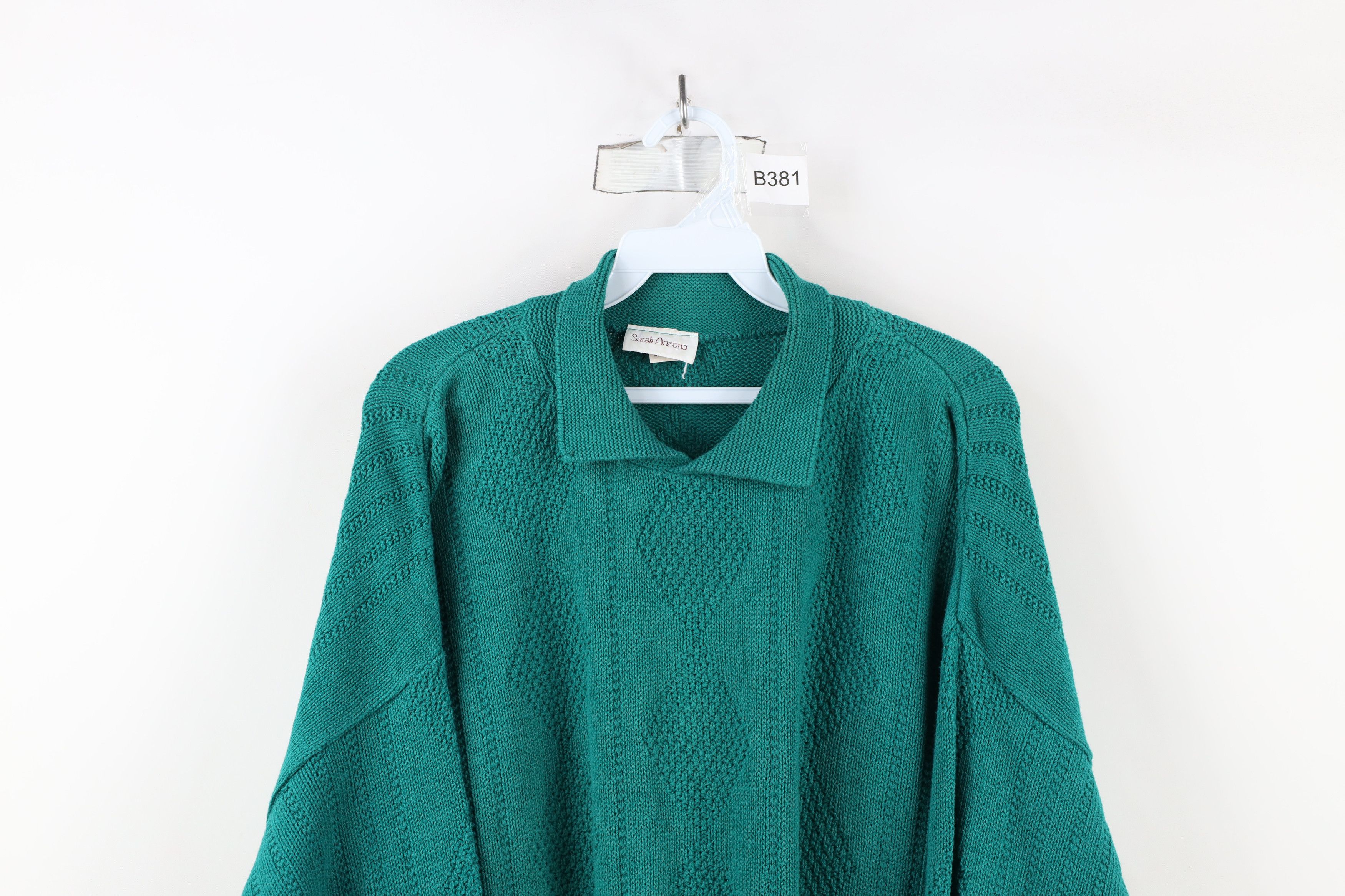 Vintage Vintage 90s Streetwear Diamond Ribbed Collared Sweater USA Size XXL / US 16-18 / IT 52-54 - 2 Thumbnail