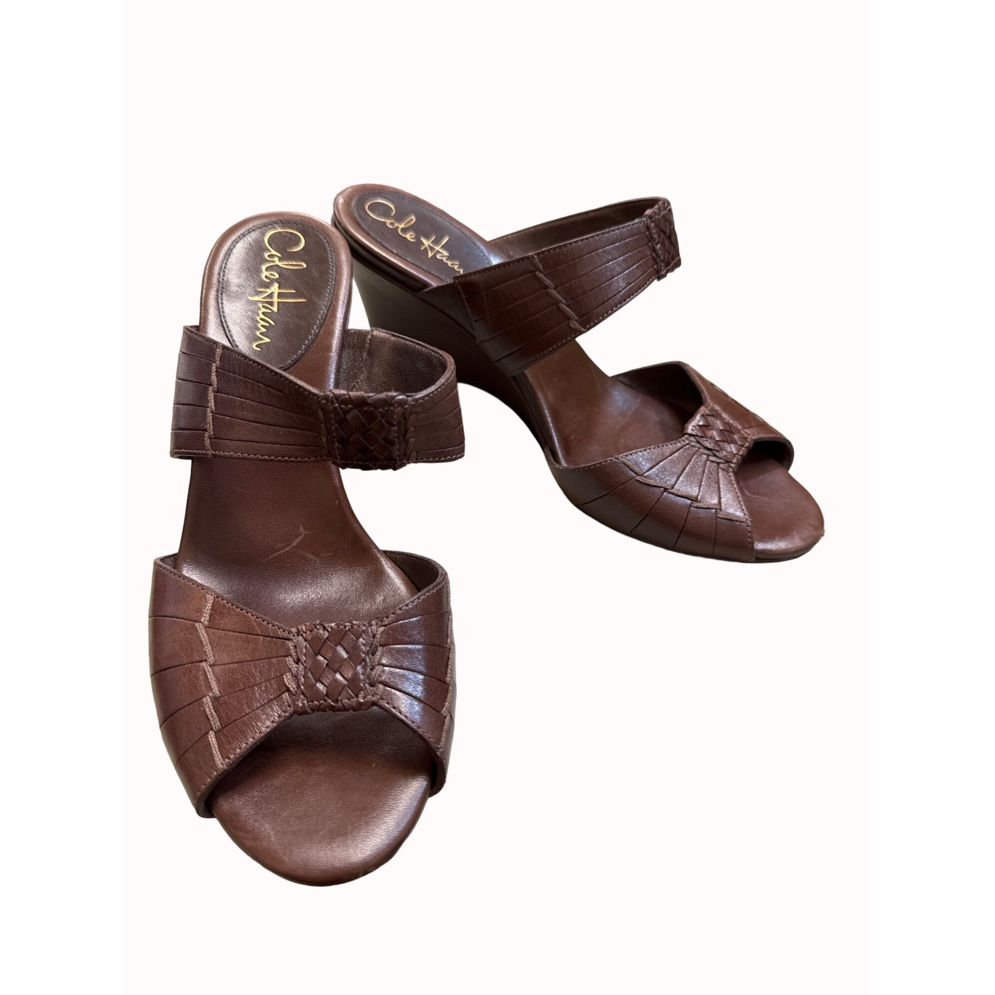 Cole Haan Cole Haan women’s brown leather wedge heels size 7.5B SKU 54 Size US 6 / IT 36 - 2 Thumbnail