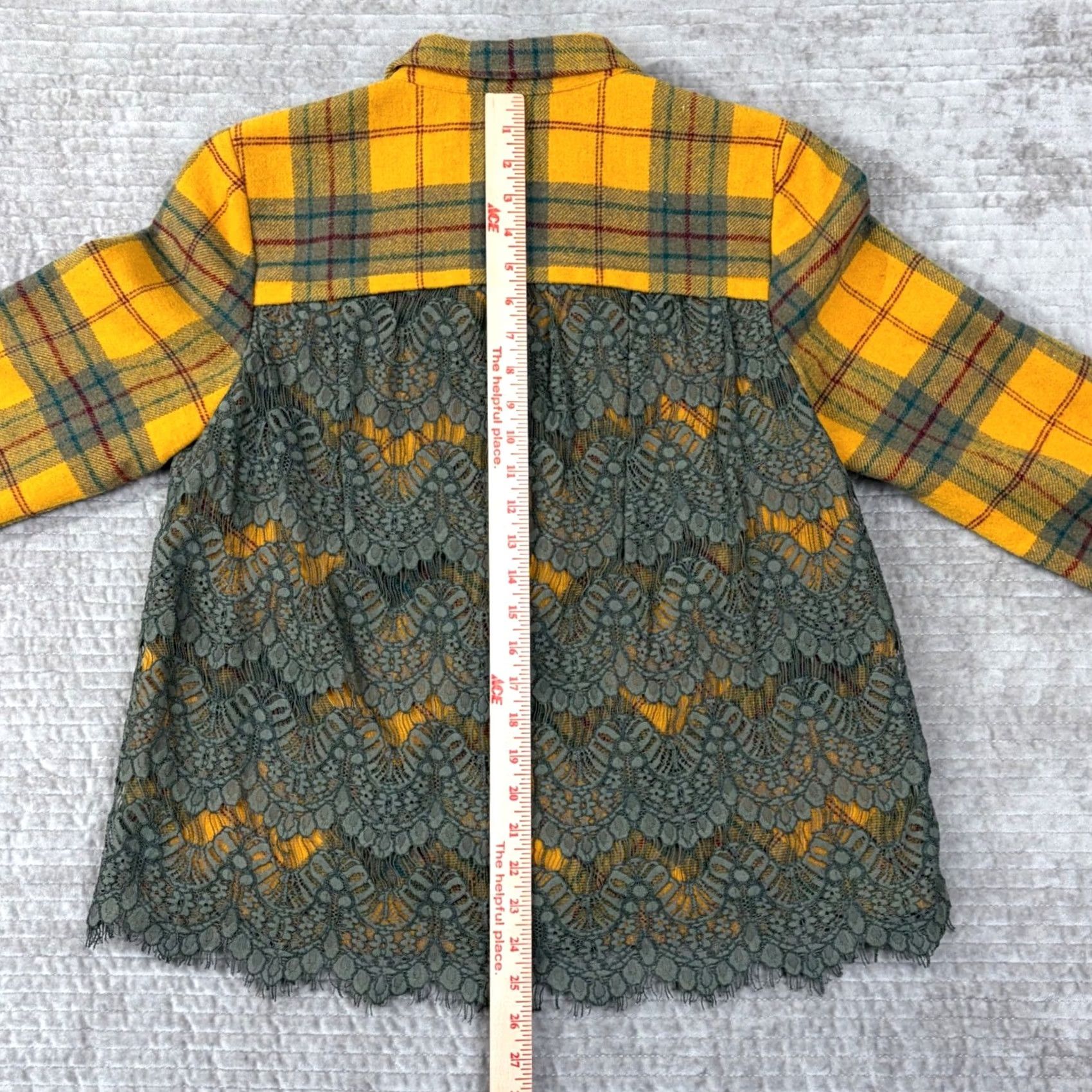 Vintage Sundance Womens Jacket Shacket Plaid Wool Blend Lace Back Button Front 10 Yellow Child? Size L / US 10 / IT 46 - 8 Thumbnail