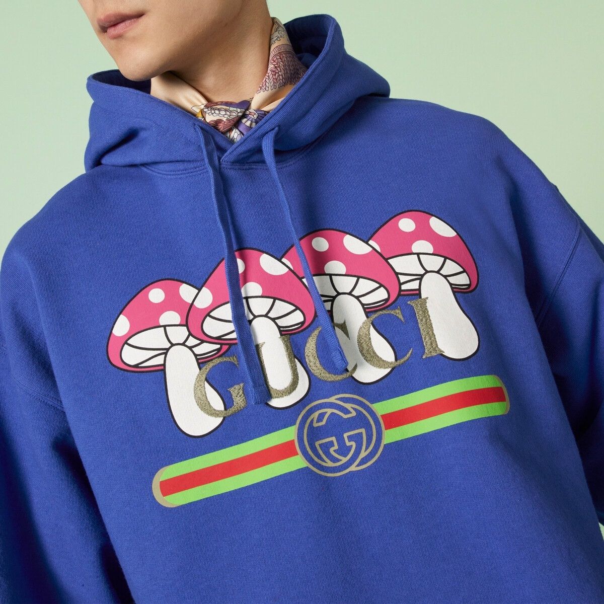 Gucci o1s1wg110225 Cotton Jersey Hooded Sweatshirt in Blue Size US S / EU 44-46 / 1 - 2 Thumbnail