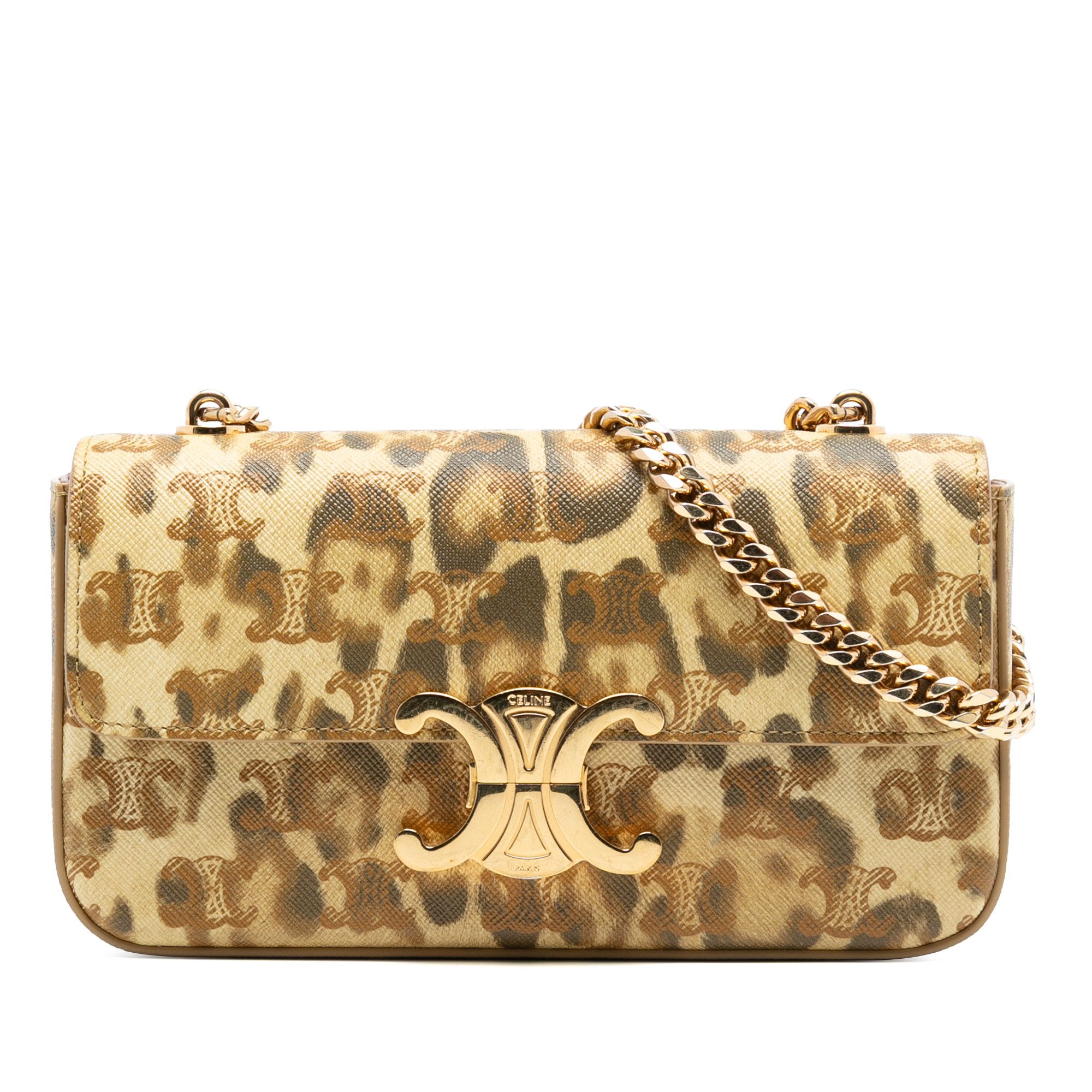 Celine Celine Calfskin Leopard Print Claude Chain Shoulder Bag Size ONE SIZE - 1 Thumbnail