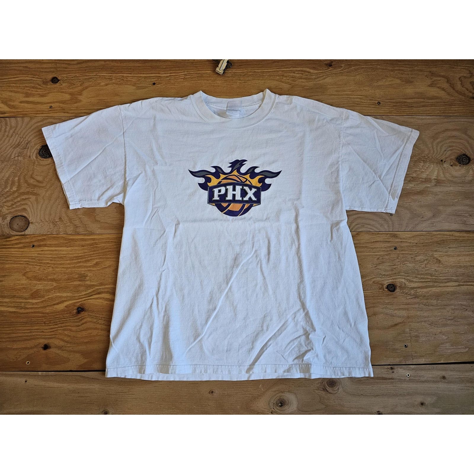 Gildan Phoenix Suns T-shirt, Y2K Fire Logo, White Purple, Sz XL Size US XL / EU 56 / 4 - 1 Thumbnail