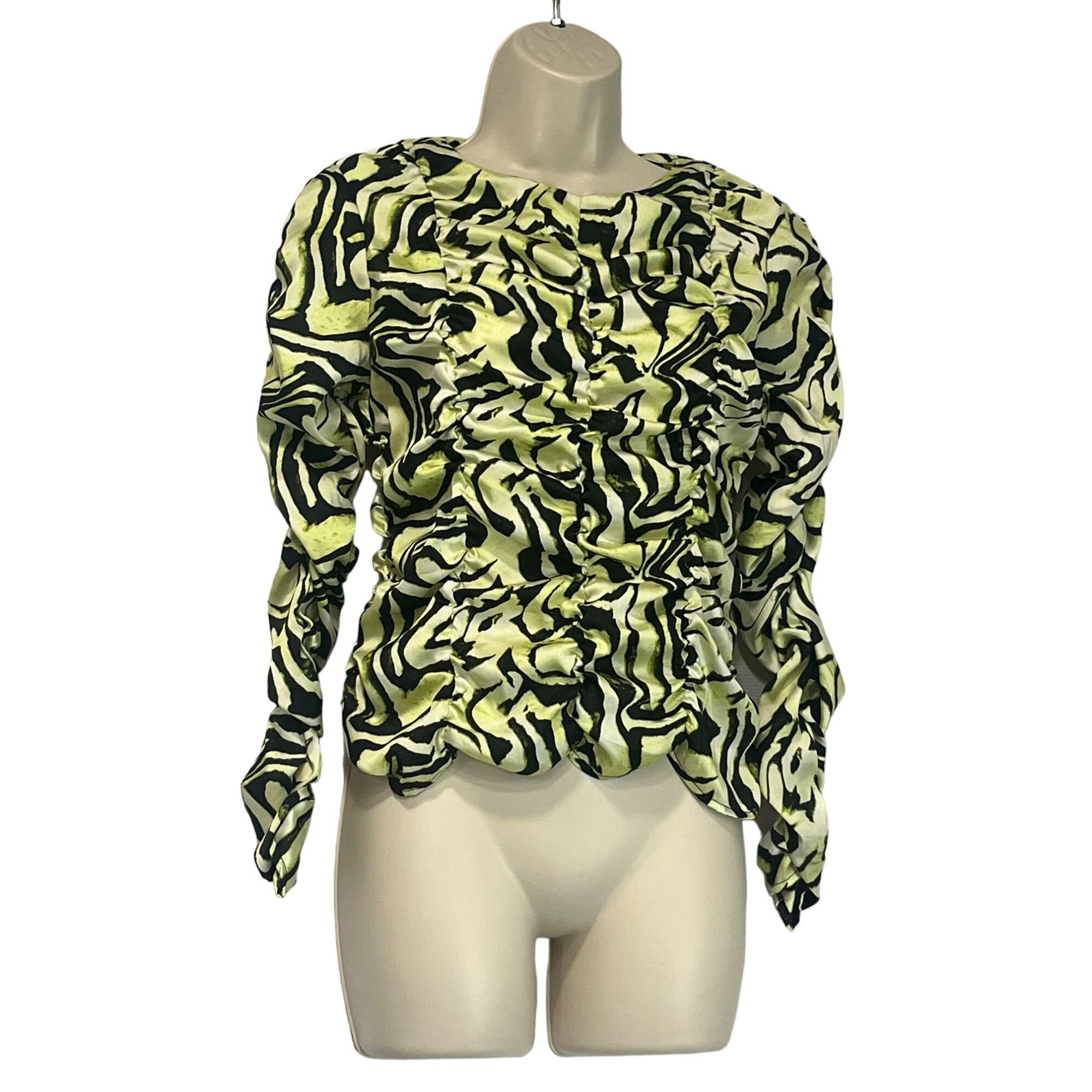 Topshop Topshop Ruched Long Sleeve Shirred Swirl Animal Print Top In Size S / US 4 / IT 40 - 12 Thumbnail