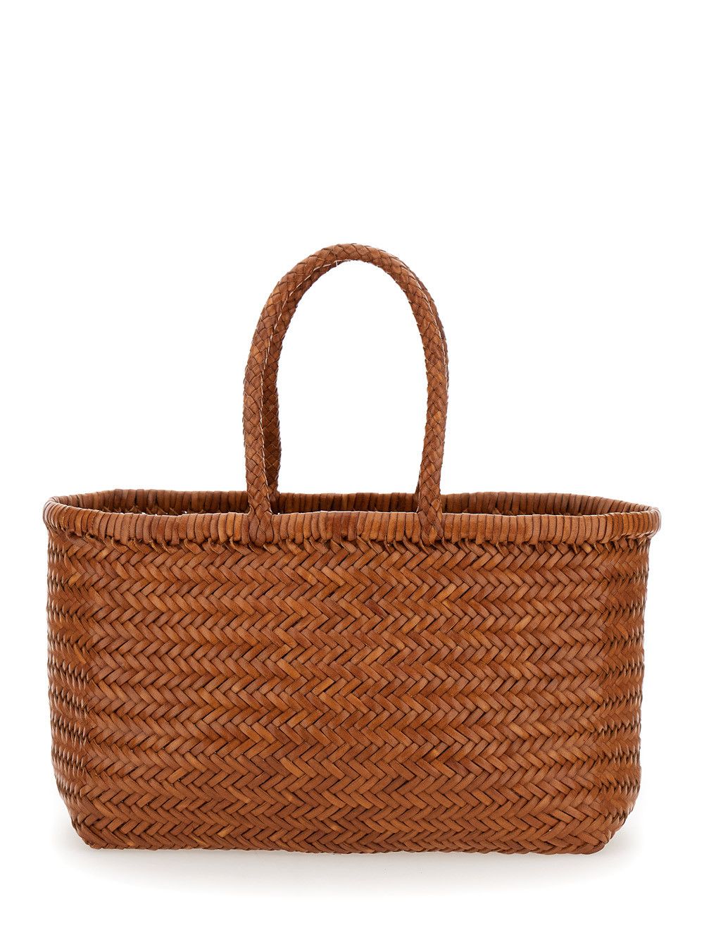 Dragon Diffusion 'bamboo Triple Jump' Light Brown Tote Bag In Woven Leather Woman, Women's
