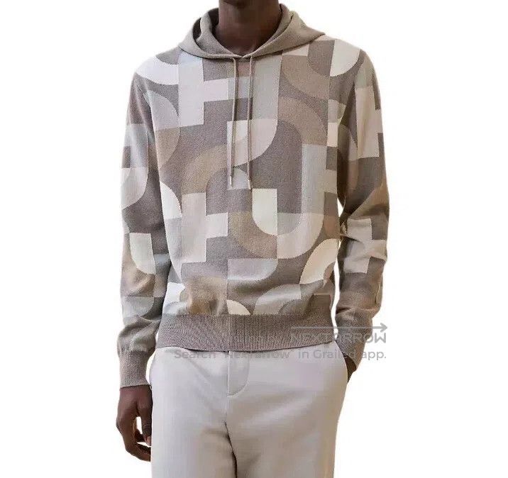 Hermes Hermes Color-blocked pig nose full print cashmere hooded d Size US XL / EU 56 / 4 - 8 Thumbnail