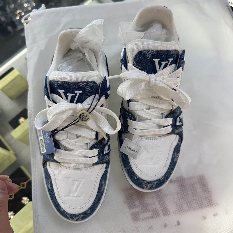 Louis Vuitton Louis Vuitton Denim-White Trainer Sneakers for Women -2505 Size US 6 / IT 36 - 1 Thumbnail