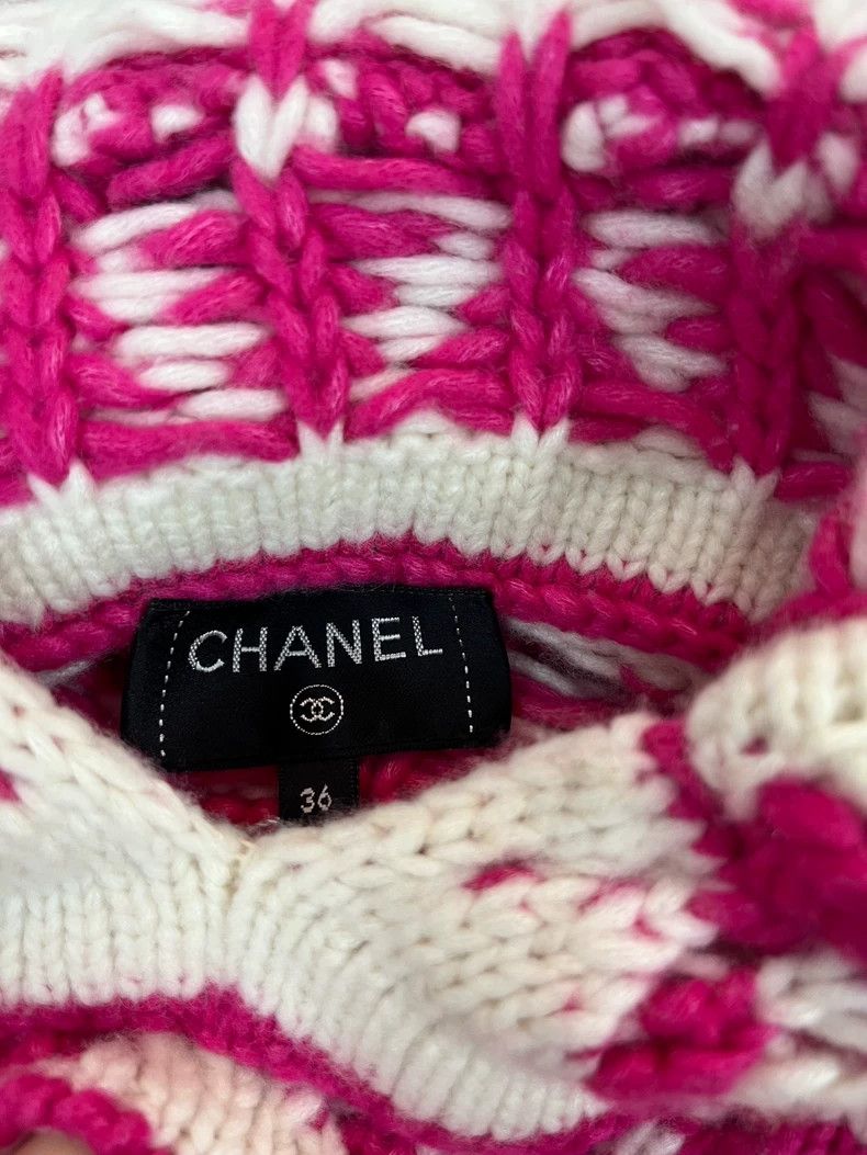 Chanel Chanel 21K pink and white tassel cashmere sweater Size XS / US 0-2 / IT 36-38 - 4 Thumbnail