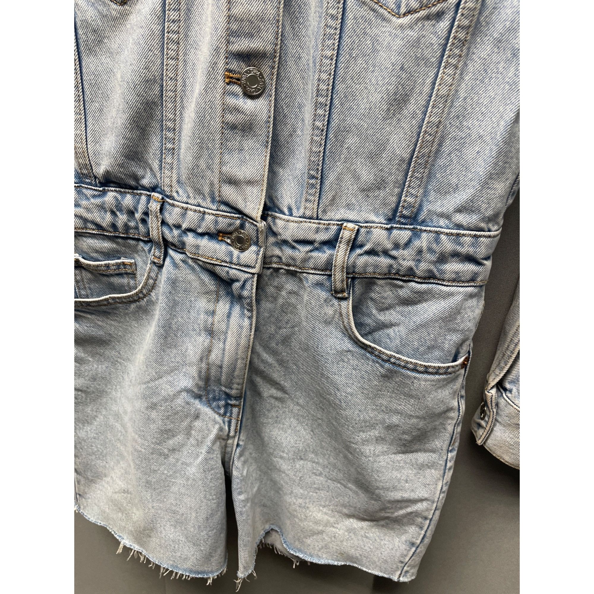 Zara Zara Women's Light Blue Jean Overall Long Sleeve Shorts Size Size XS / US 0-2 / IT 36-38 - 5 Thumbnail