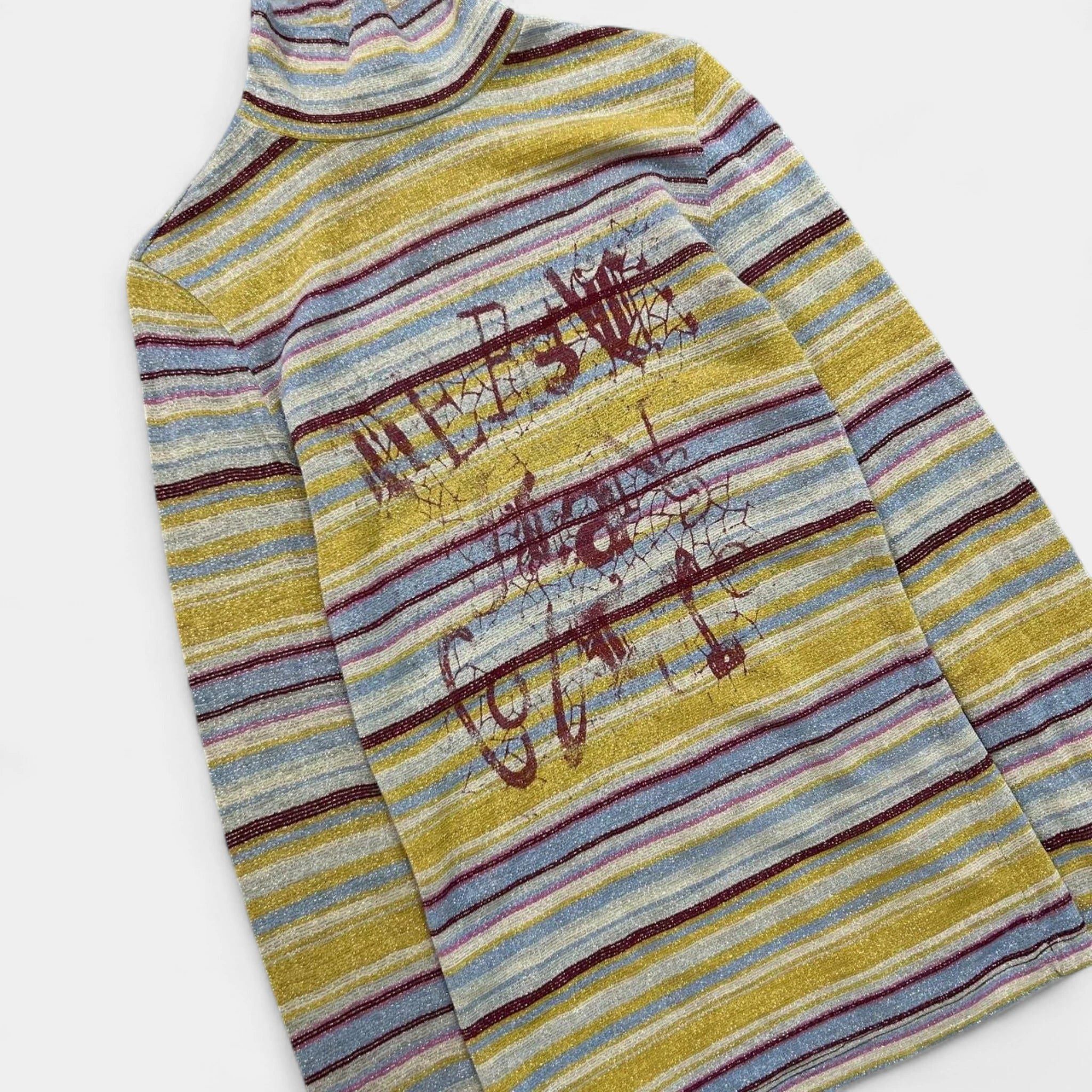 Versace Versace 1990s Glitter Effect Striped Long Sleeve Turtleneck Size US M / EU 48-50 / 2 - 2 Thumbnail