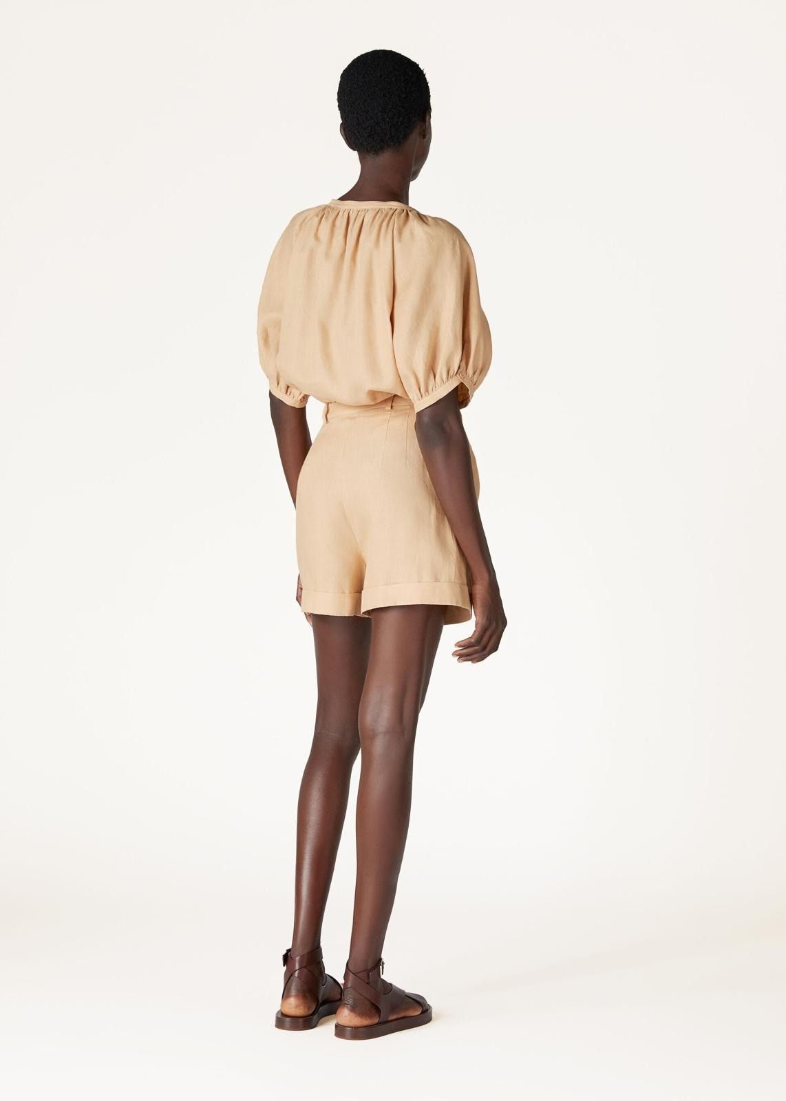 Loro Piana o1srvl11e0725 FAN8191 Gritt SS Linen Shirt in Camel Size S / US 4 / IT 40 - 5 Thumbnail