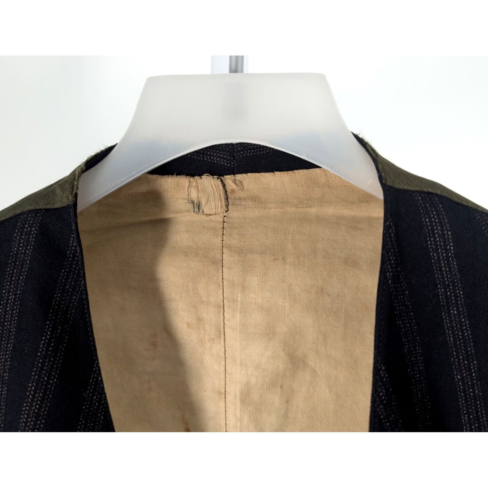 Vintage VINTAGE 1920s 1930s Waistcoat Vest Striped Wool Lapeled Back Buckle Front 6-Button 4-Pocket Mens Wool/Natural Cotton Lined Blue 38 Mens Size US XXS / EU 40 - 3 Thumbnail