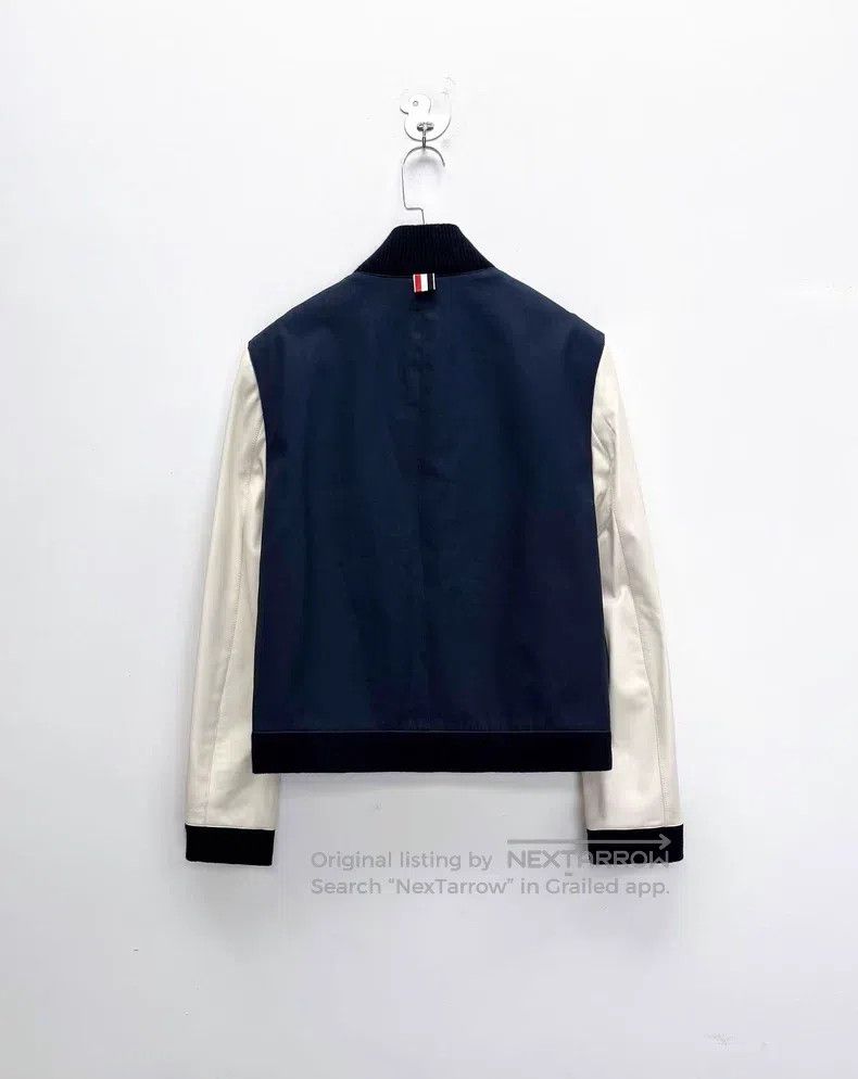 Thom Browne Thom Browne Navy Blue Lined Striped Sleeve Patch Zip-Up Ba Size US M / EU 48-50 / 2 - 2 Thumbnail