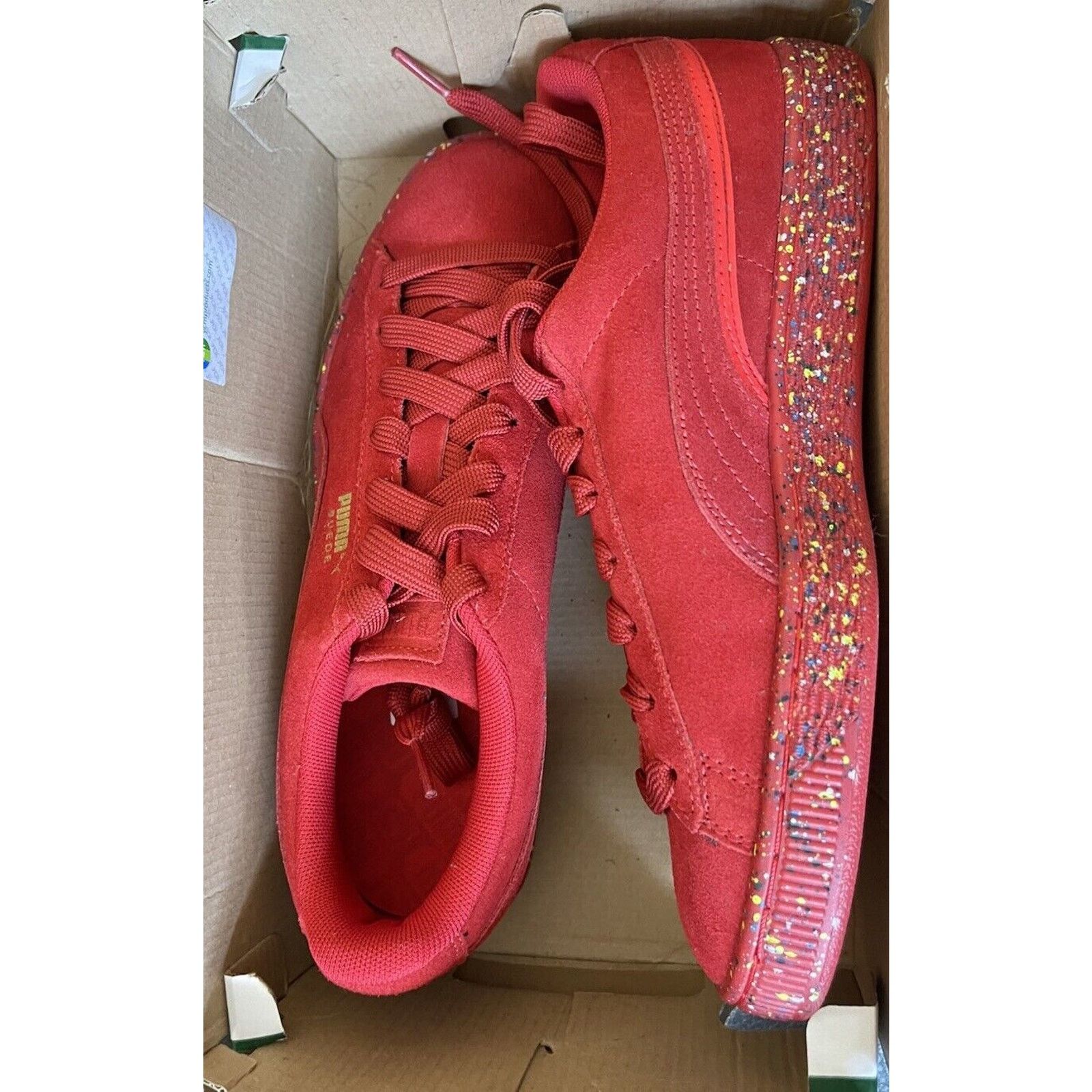 Puma Puma Suede Mono Triplex Lace Up Kids Red Paint Splatter Size US 6.5 / IT 36.5 - 8 Thumbnail