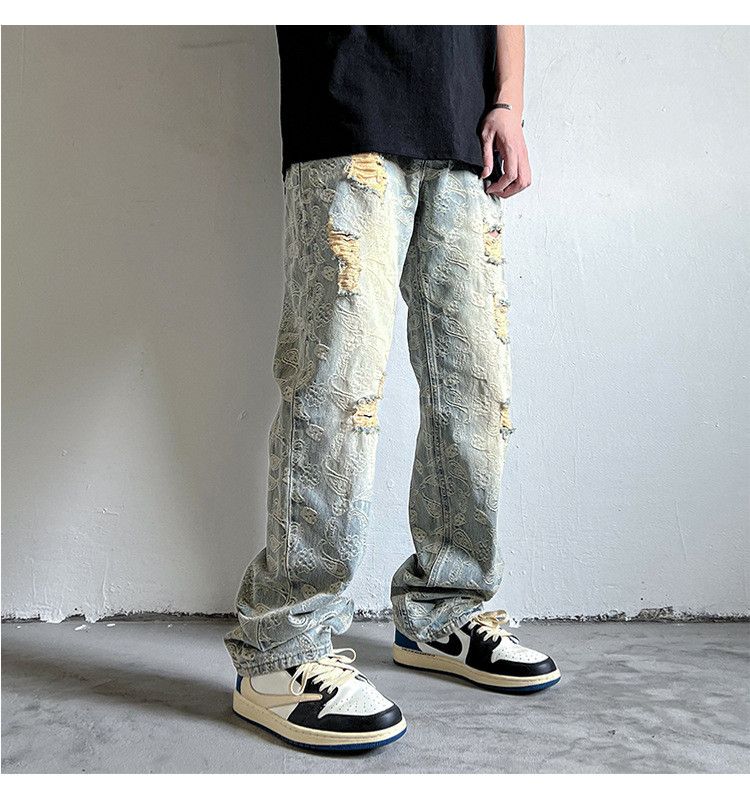 Japanese Brand Men's American washed distressed vintage ripped jeans Size US 32 / EU 48 - 2 Thumbnail