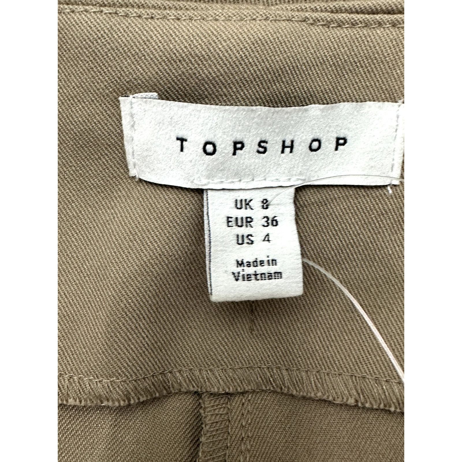 Topshop Topshop Crop Pants Slit Ankle Front Seam Tan/Beige Women's 4 Size 27" / US 4 / IT 40 - 9 Thumbnail
