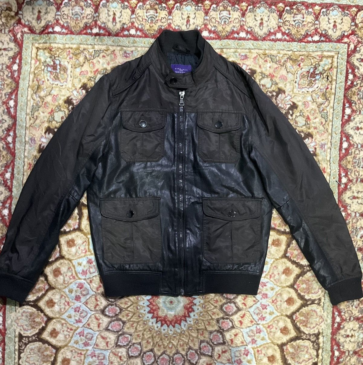 Zara Vintage Jacket with Half Leather Sleeves Size US L / EU 52-54 / 3 - 1 Thumbnail