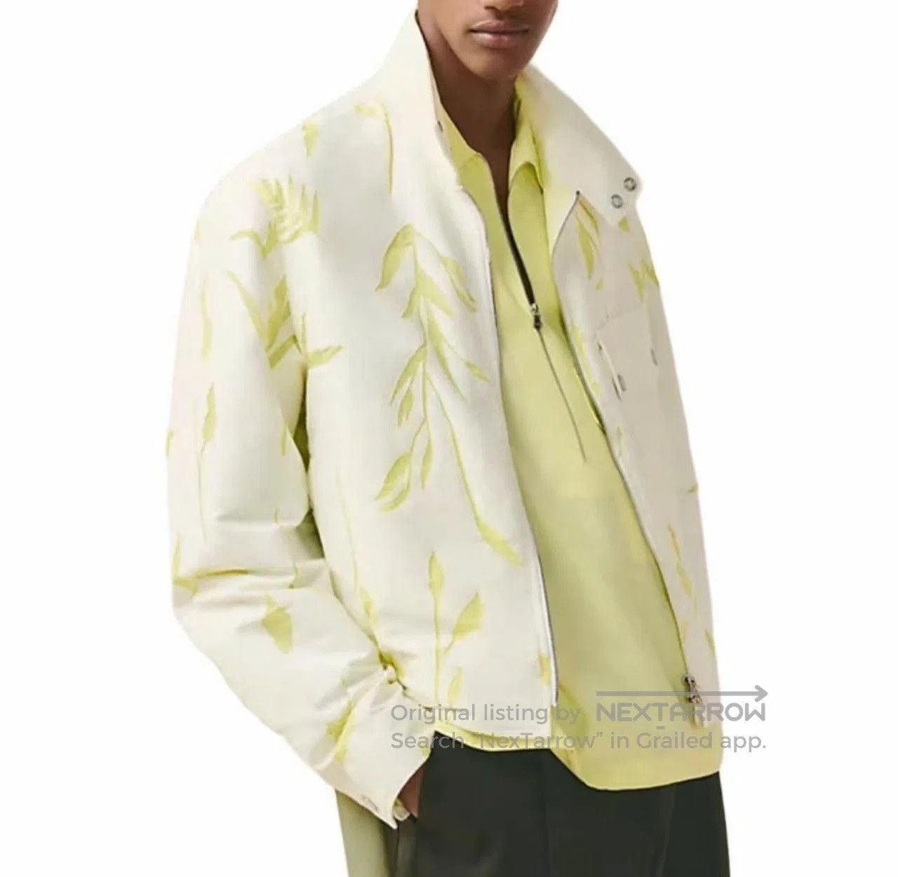 Hermes Hermes Men's White Green Plant Print Jacket. Size US L / EU 52-54 / 3 - 7 Thumbnail