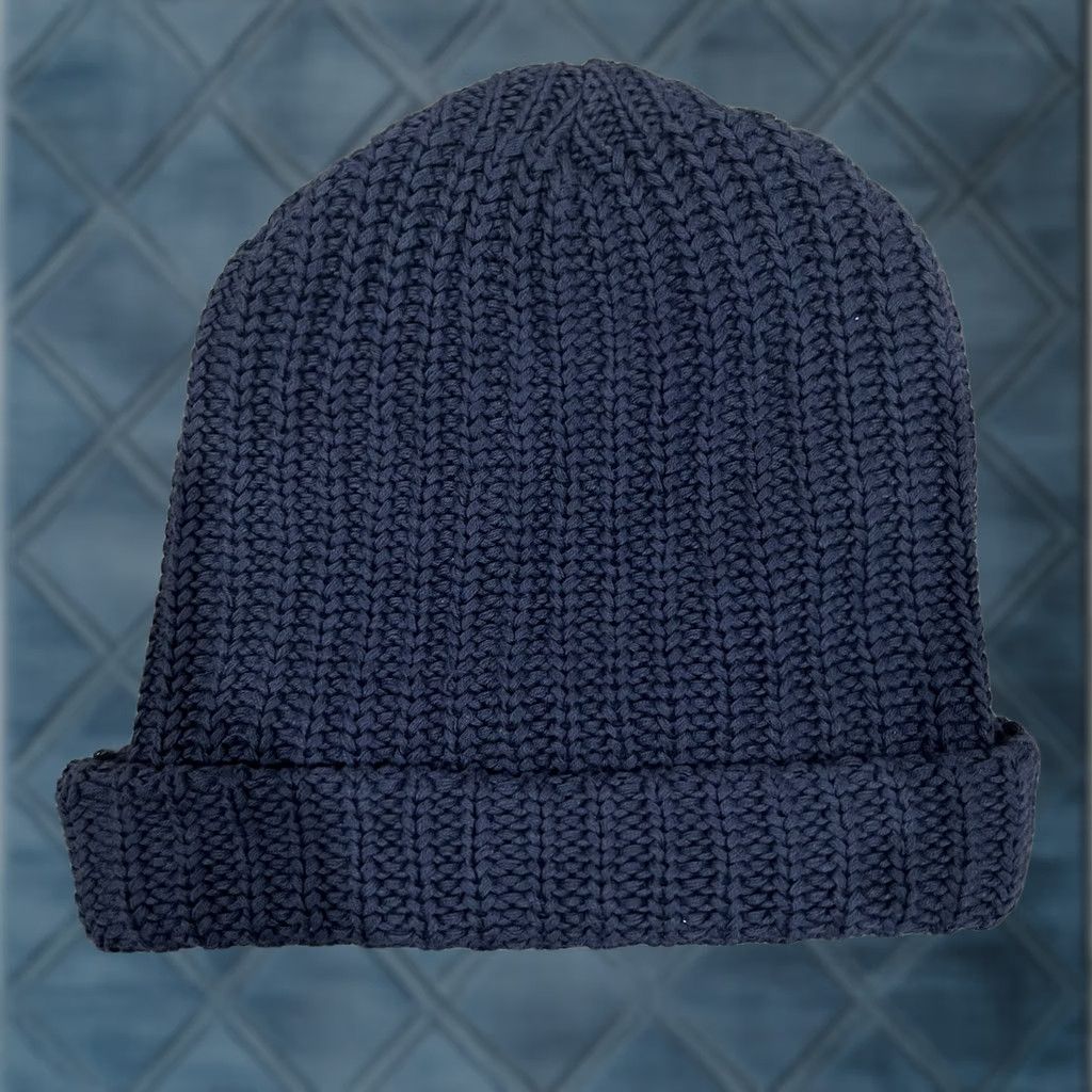 Vintage Love Your Melon Beanie Cuffed Hat Navy Blue One Size Womens Knit Fall Winter Casual Hat Size ONE SIZE - 1 Thumbnail