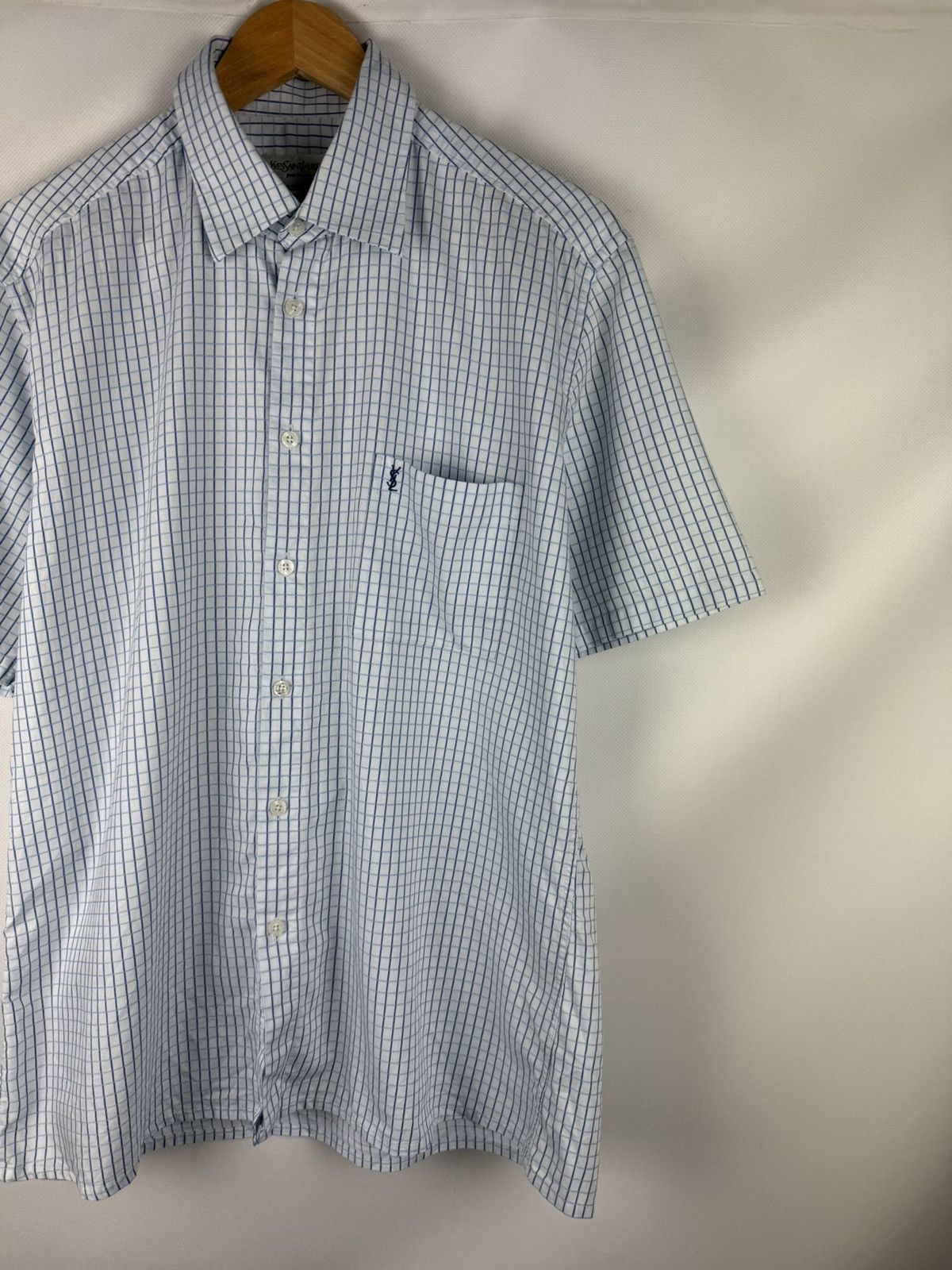 Yves Saint Laurent YSL Yves Saint Laurent Vintage 90s S/S Plaid Button Up Shirt Size US L / EU 52-54 / 3 - 3 Thumbnail