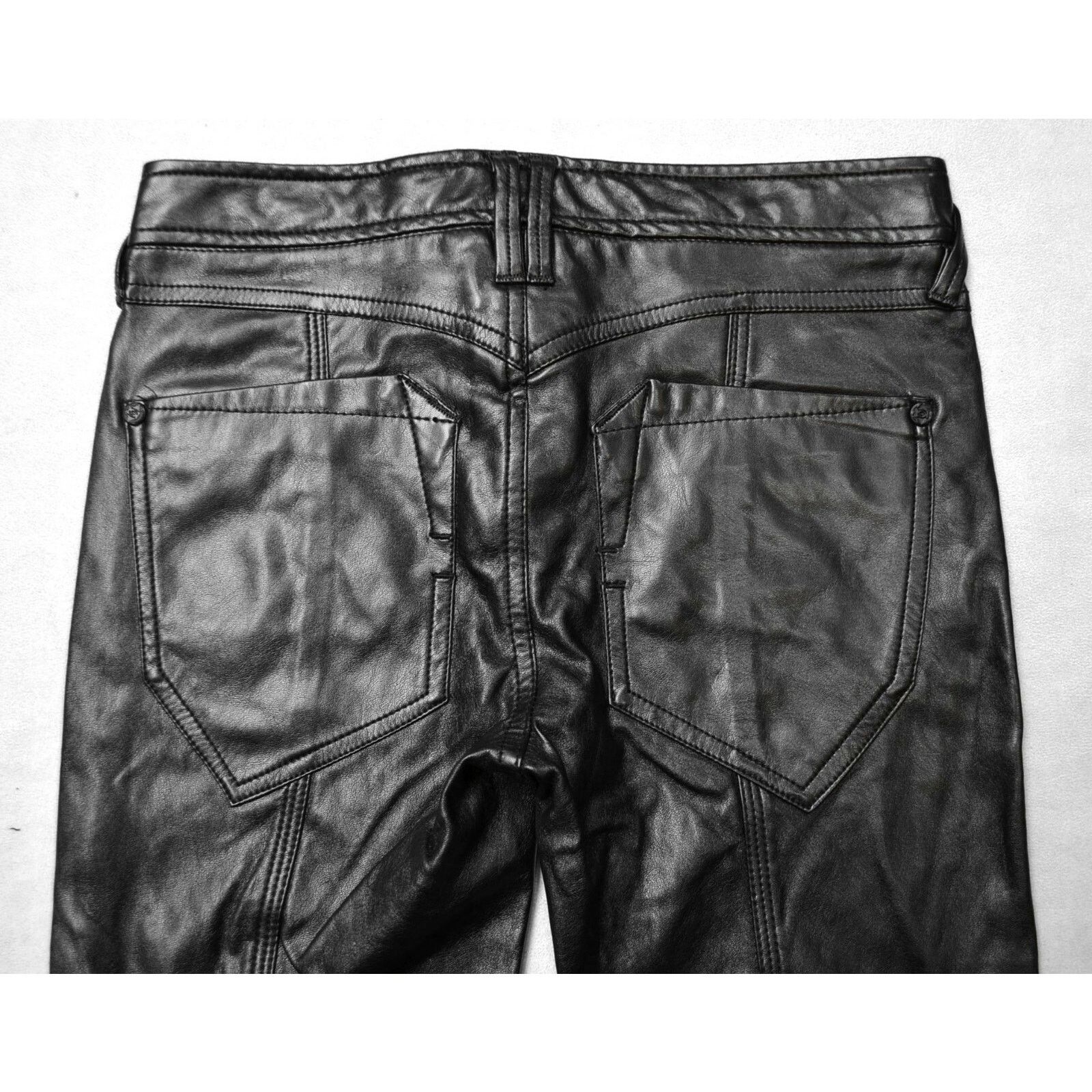 Bebe NWOT BEBE Black Shiny Leatherette Legging Pants Size 00 Size 24" / US 00 / IT 34 - 5 Thumbnail