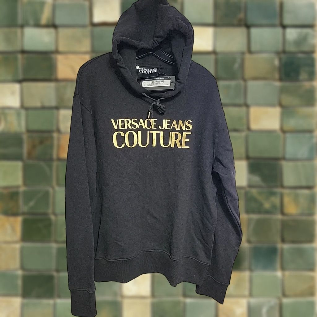 Versace Jeans Couture VERSACE JEANS COUTURE HOODIE BLACK 2XL Mens Logo Graphic Print Cotton Long Sleeve Casual Hoodie Size US XXL / EU 58 / 5 - 1 Thumbnail