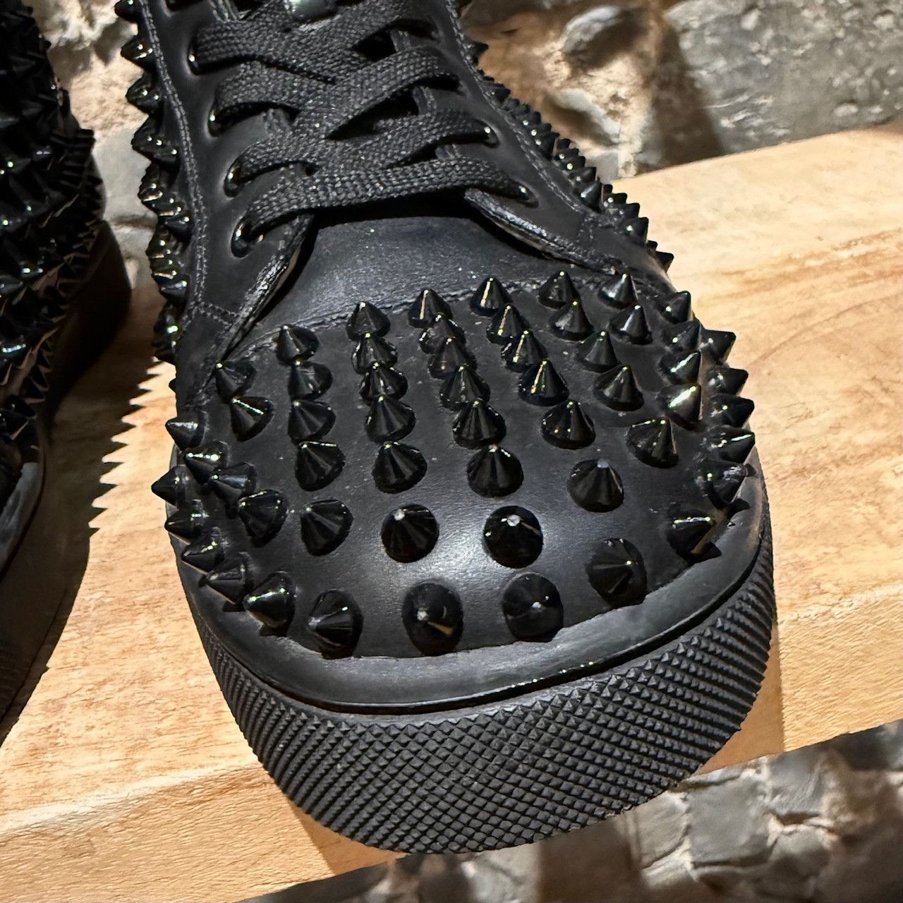 Christian Louboutin Christian Louboutin Black Leather Louis Spikes Sneakers Size US 8 / EU 41 - 5 Thumbnail