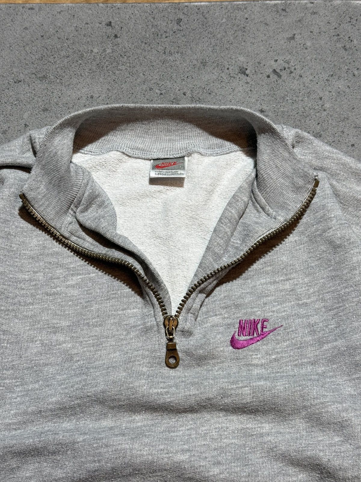 Nike Vintage 80s Nike 1/4 zip grey basic sweatshirt swoosh logo Size US S / EU 44-46 / 1 - 4 Thumbnail