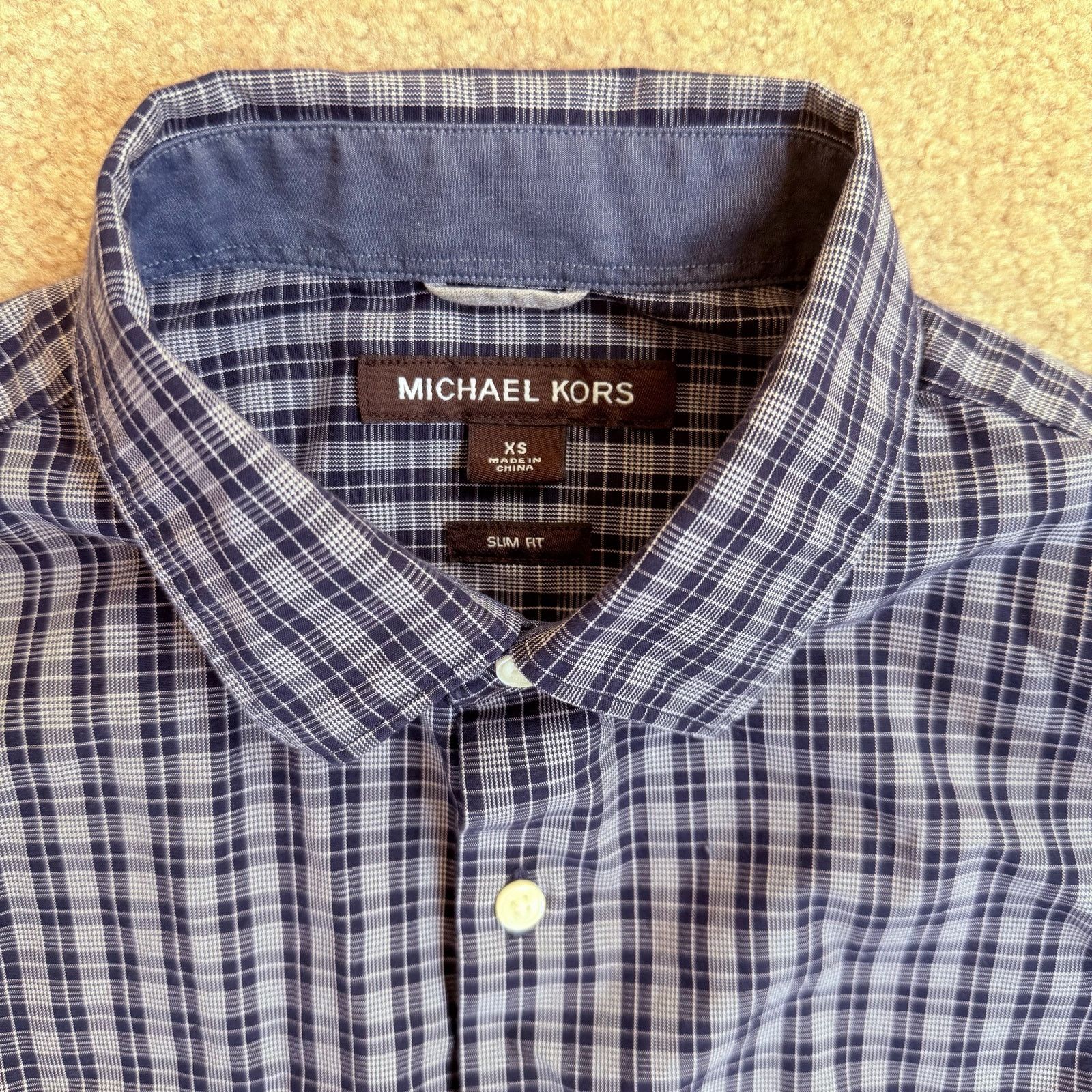 Michael Kors Michael Kors Check Cotton Button-Down Shirt Men’s XS Blue Size US XS / EU 42 / 0 - 3 Thumbnail