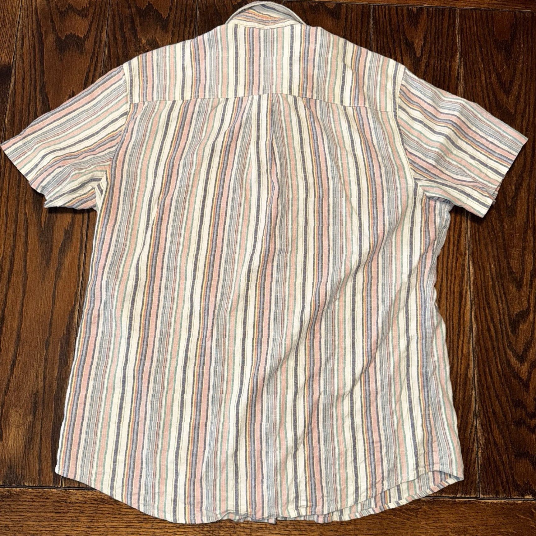 Marine Layer Marine Layer Striped Button Up Shirt Mens Medium Hemp Blend Tencel Beach Collar Size US M / EU 48-50 / 2 - 4 Thumbnail