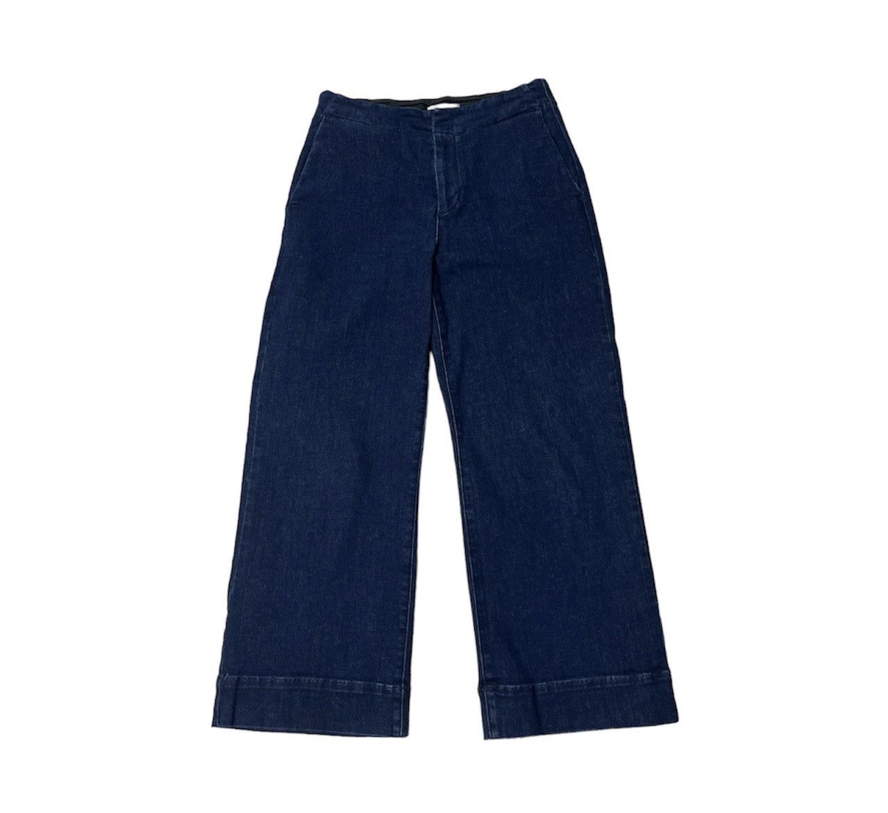 image of Marimekko Denim Koluta Trousers Y2K Wide Leg Baggy Designer in Navy, Women's (Size 26)