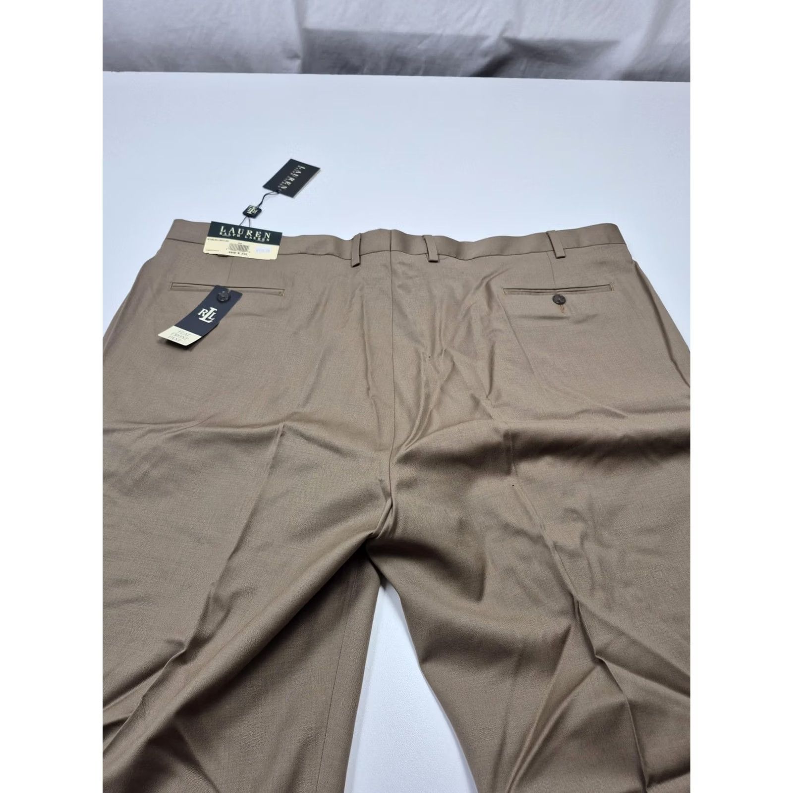 Ralph Lauren VTG? No. Vintage: No. VTG Lauren Ralph Lauren Dress Pants Mens 46x34 Beige Wool Flat Front NWT Office Size US 30 / EU 46 - 6 Thumbnail