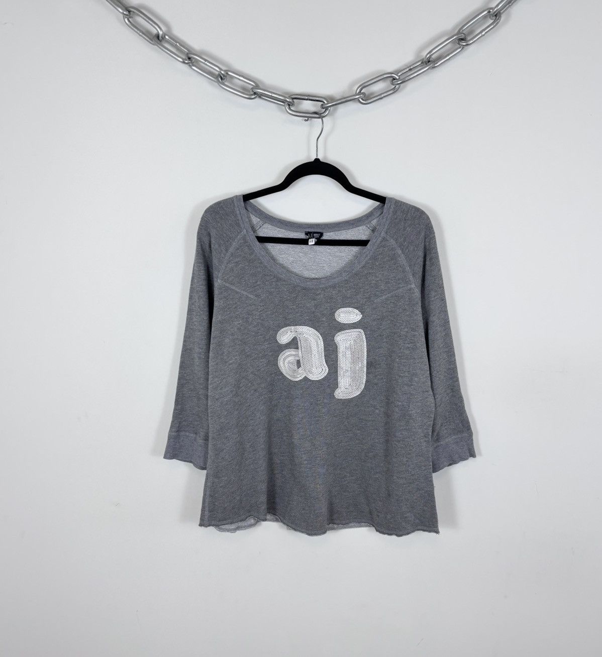 Armani Armani Jeans Women’s Big Logo Grey 3/4 Sleeve Sweatshirt Top Size XXL / US 16-18 / IT 52-54 - 1 Thumbnail