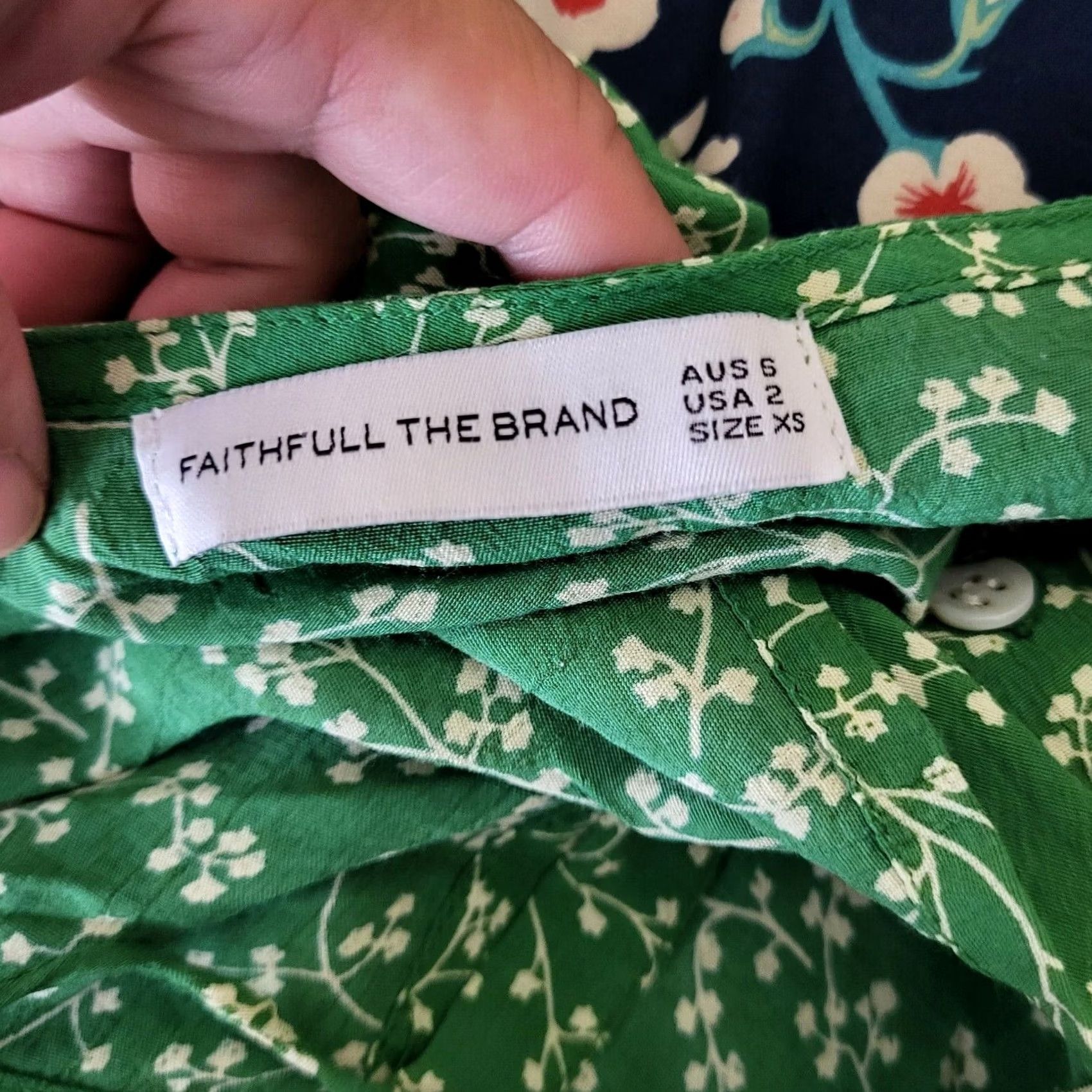 Vintage FAITHFULL THE BRAND Dress Set Violette Green Floral Midi Sleeveless A-Line 2 Women Size XS / US 0-2 / IT 36-38 - 5 Thumbnail
