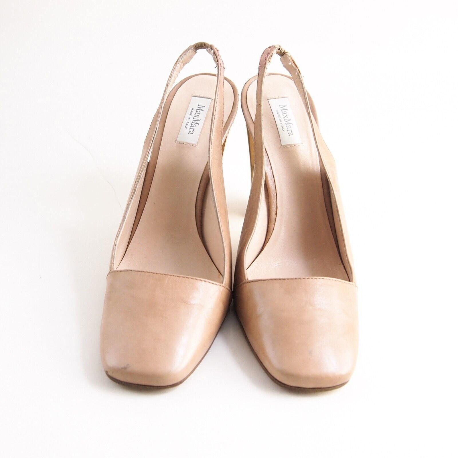 Designer Max Mara Slingback Heels Sandals Pink Gold US 9 EU 39 Size US 9 / IT 39 - 3 Thumbnail