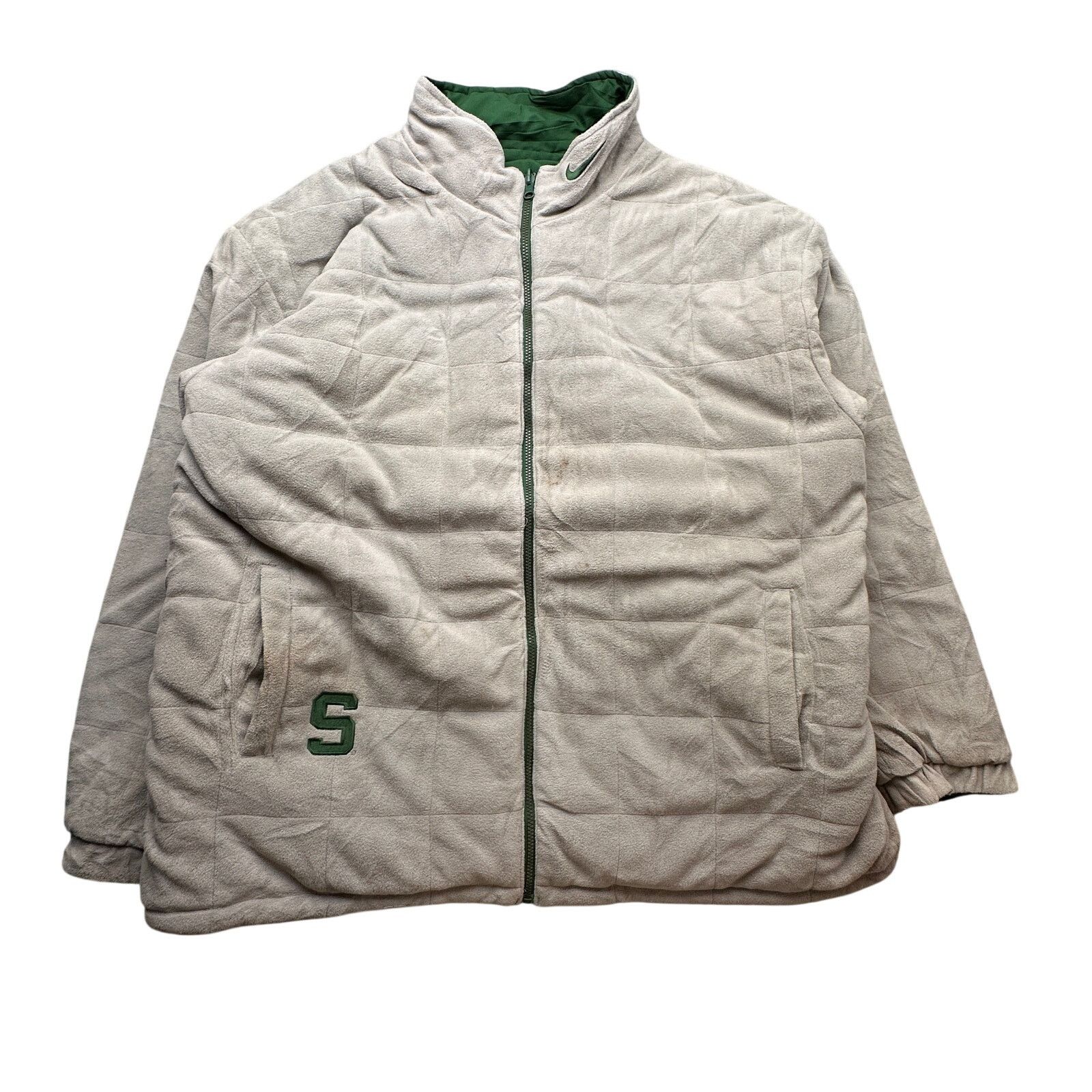 Nike VTG Nike Team Michigan State Reversible Quilted Jacket XL Size US XL / EU 56 / 4 - 14 Thumbnail