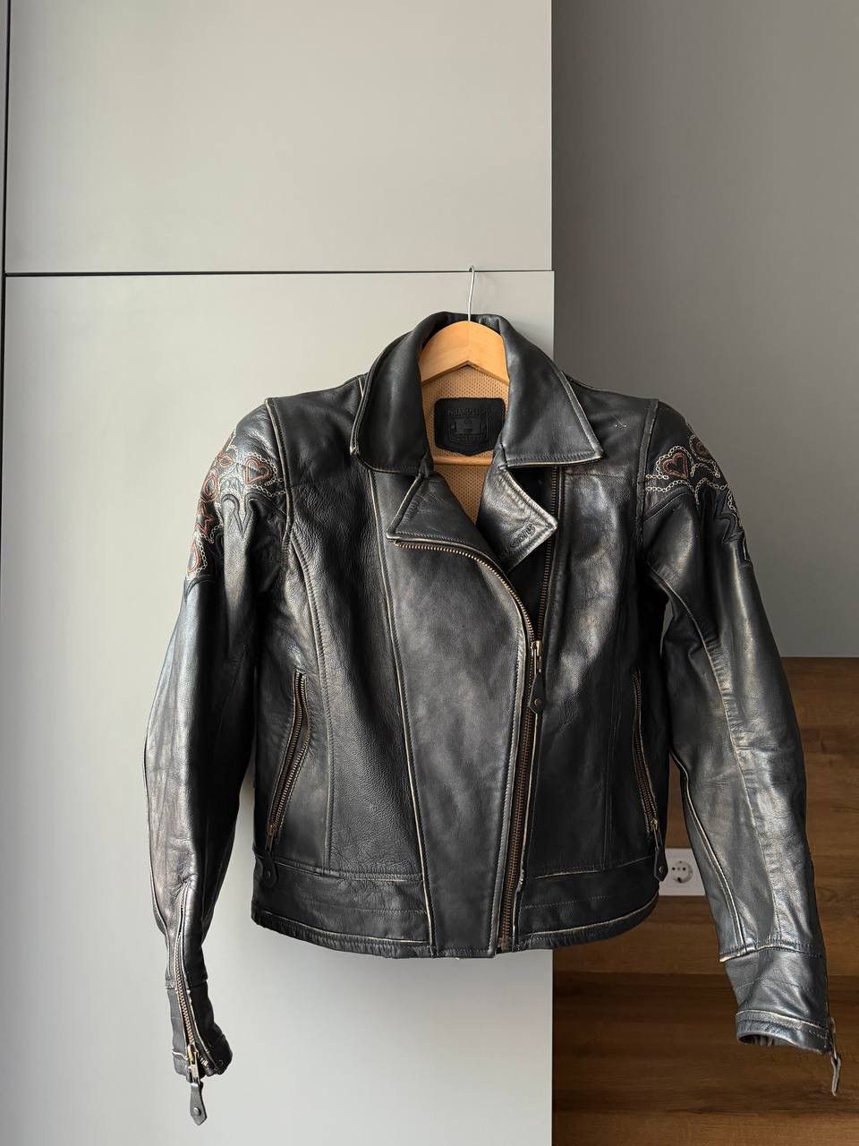 Vintage Halvarssons Vintage Real Leather Moto Biker Jacket 8710AC Size XS / US 0-2 / IT 36-38 - 1 Thumbnail