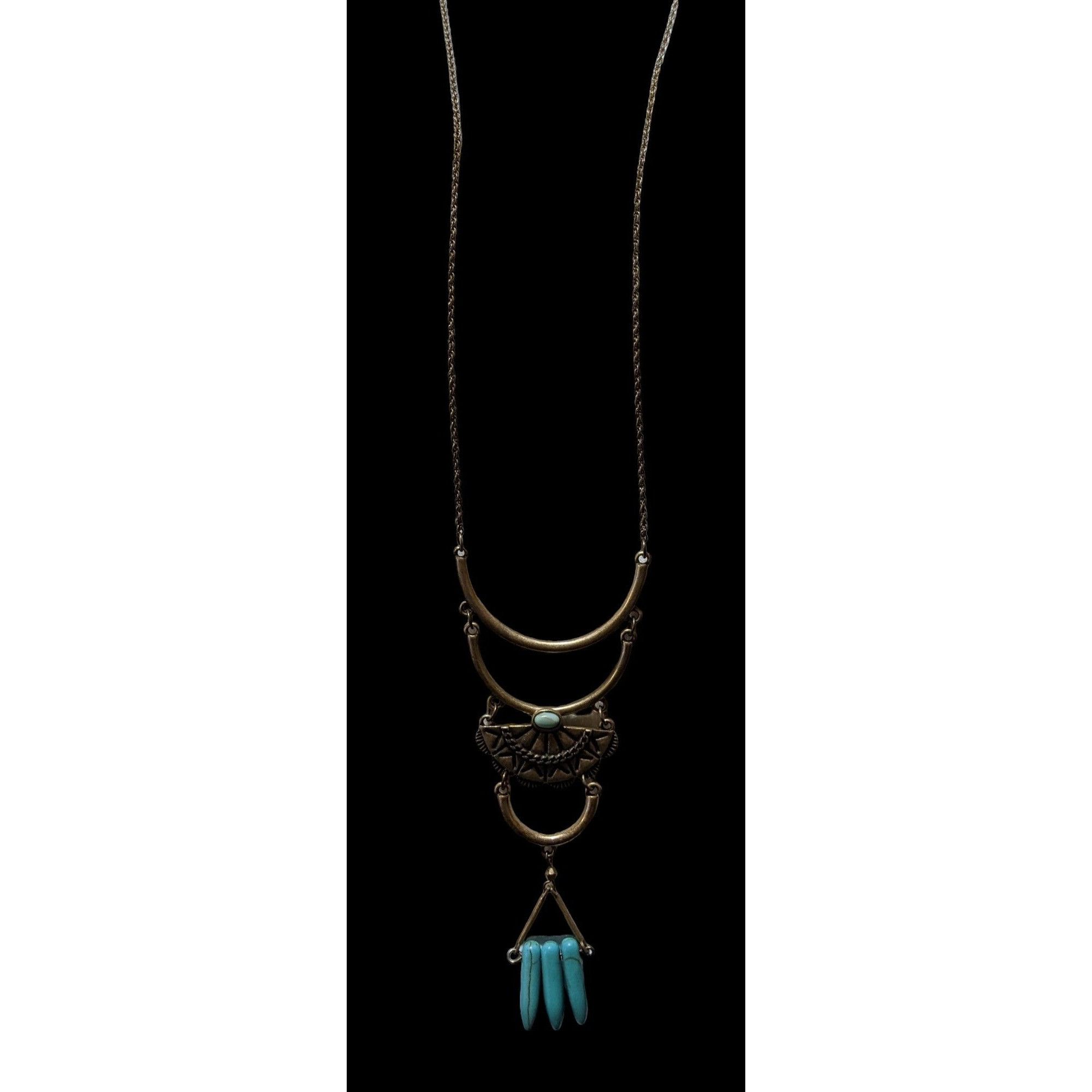 Other Southwestern Turquoise And Gold Pendant Necklace Size ONE SIZE - 4 Thumbnail