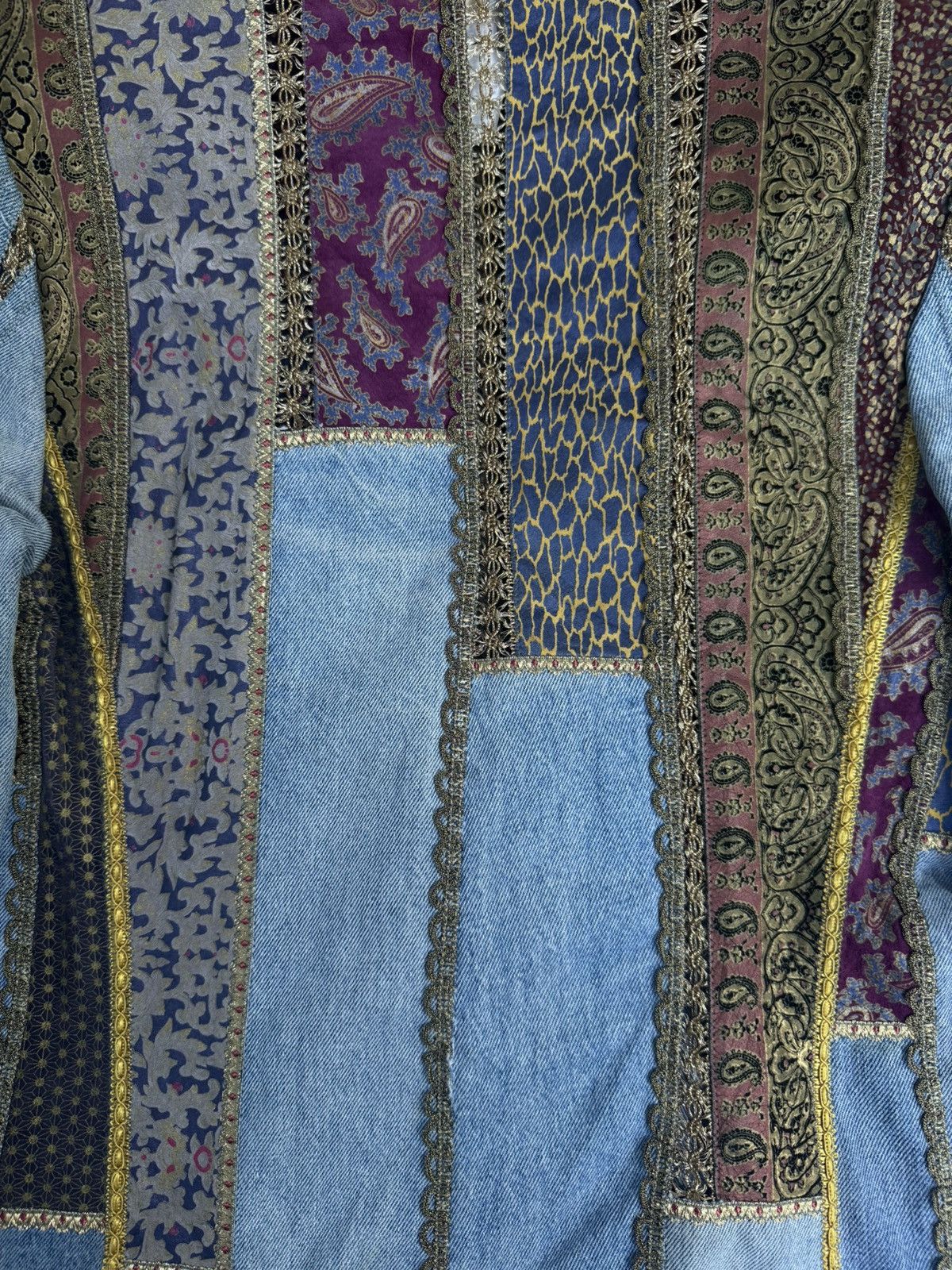 Roberto Cavalli 70's-80's Roberto Cavalli Denim & Leather Patchwork Blazer Size S / US 4 / IT 40 - 3 Thumbnail
