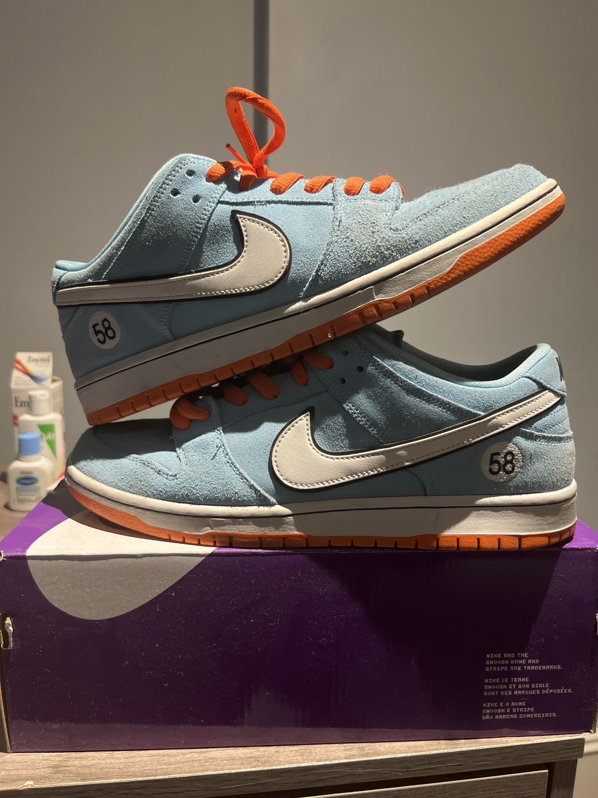 image of Nike Dunk Sb Gulf Shoes in Blue, Men's (Size 11.5)