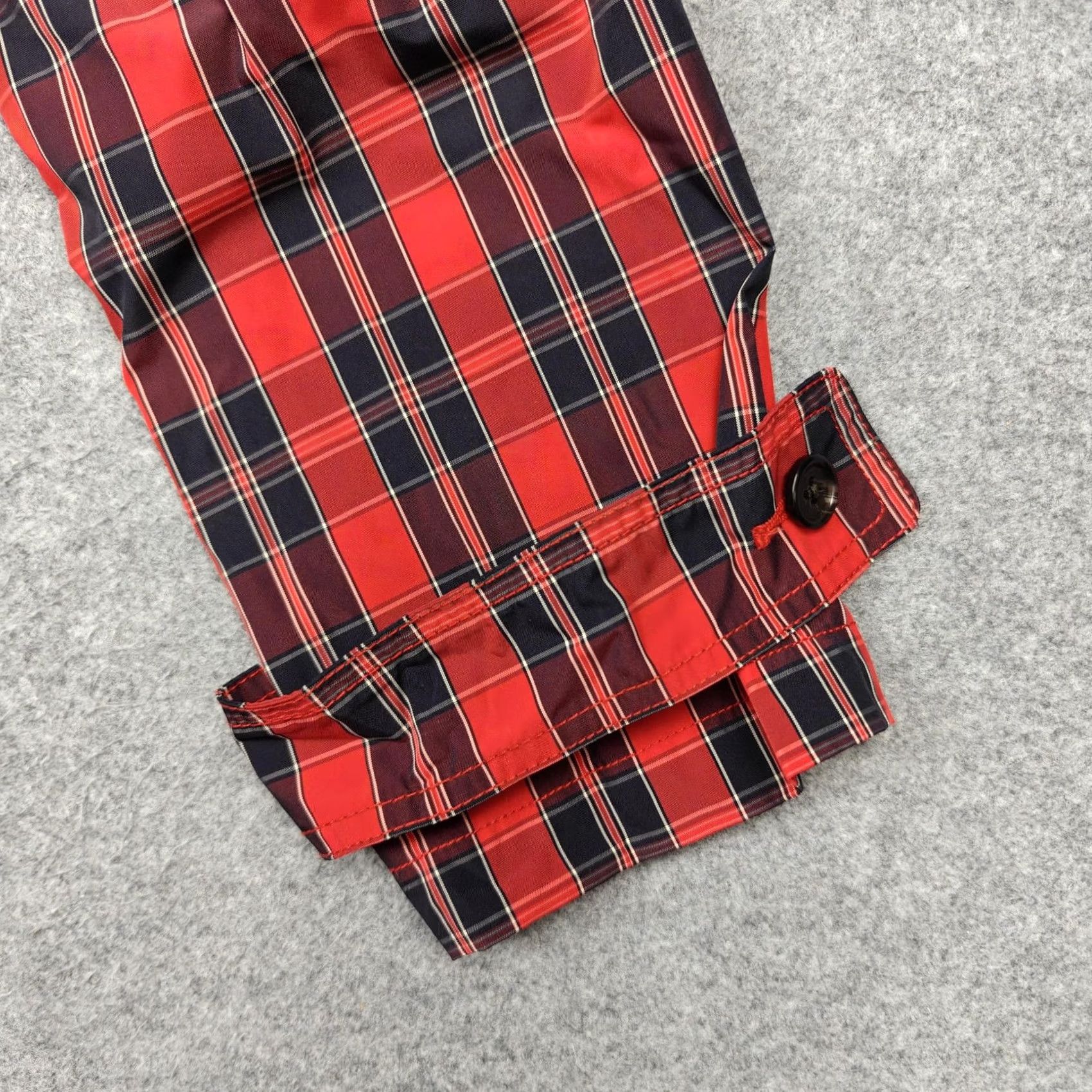 J.Crew J.Crew Coat Womens 6 Red Nylon Plaid Rain Snap Front Lightweight Lined Midlength Size M / US 6-8 / IT 42-44 - 7 Thumbnail