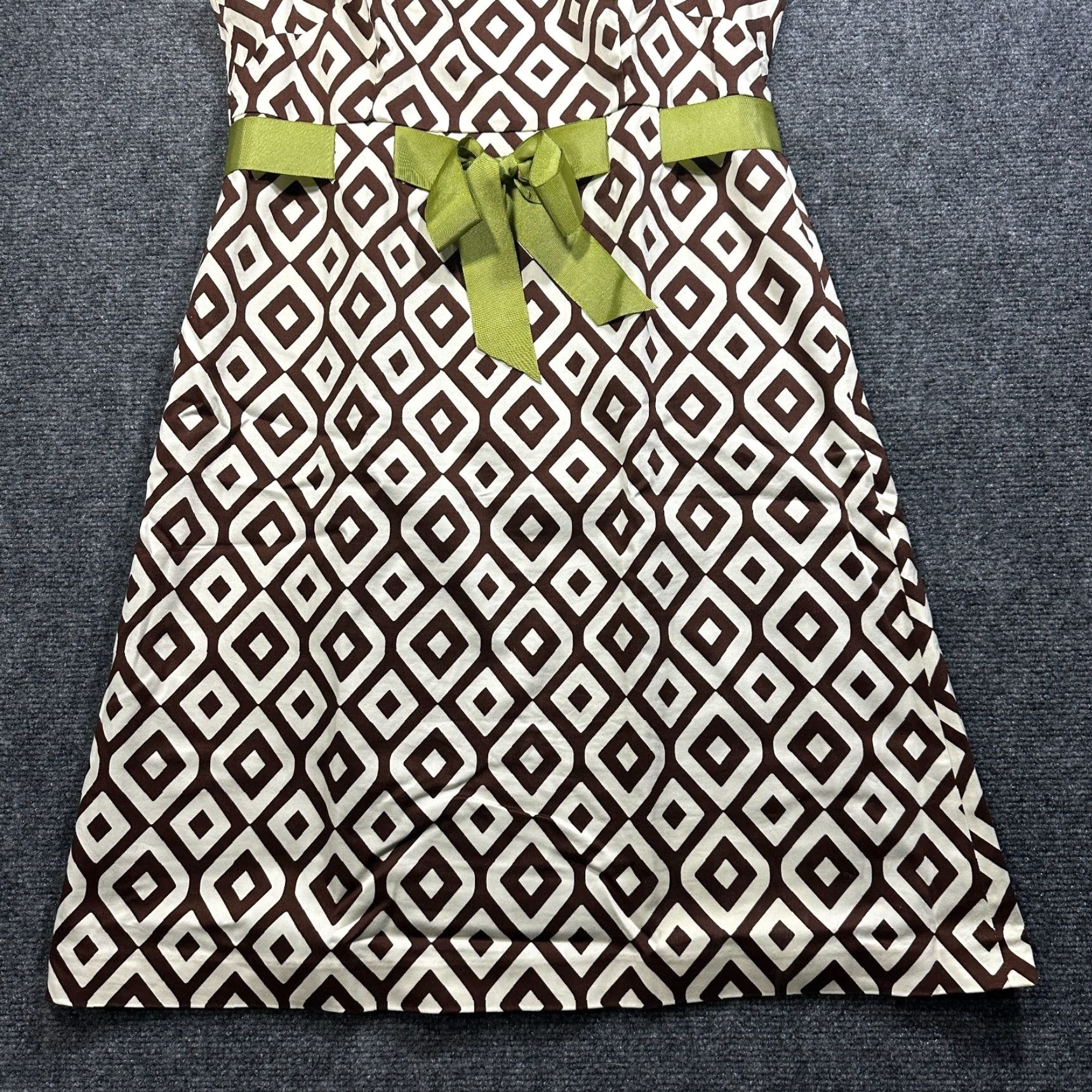 Vintage Jessica Howard Dress Womens 10 Sleeveless White Brown Print Ribbon Tie Back Zip Shirt Dress Size L / US 10 / IT 46 - 2 Thumbnail