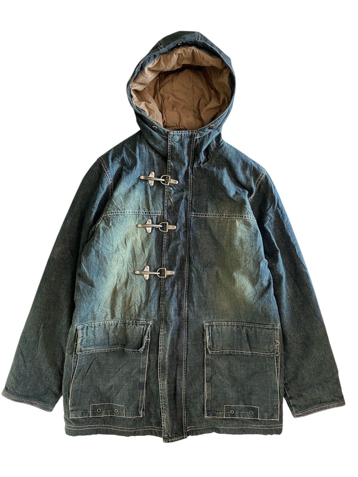 Japanese Brand Wash Denim Blues Parka Jacket in Mid Blue Kapital Style Size US M / EU 48-50 / 2 - 1 Thumbnail