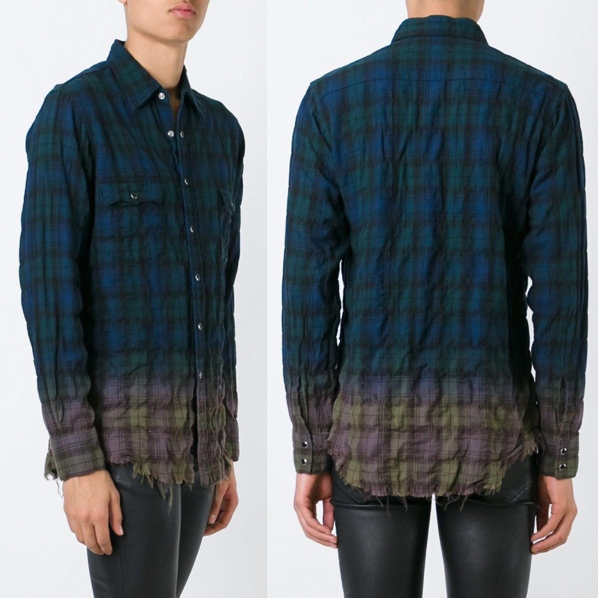 Hedi Slimane × Saint Laurent Paris 16SS Raw Hem Gradient Plaid