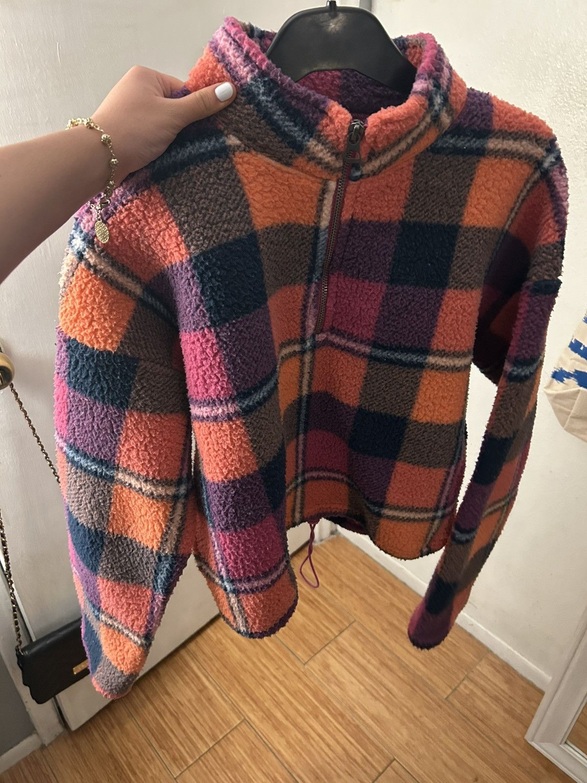 American Eagle Outfitters Soft Zip Up Plaid Fleece Size XS / US 0-2 / IT 36-38 - 1 Thumbnail